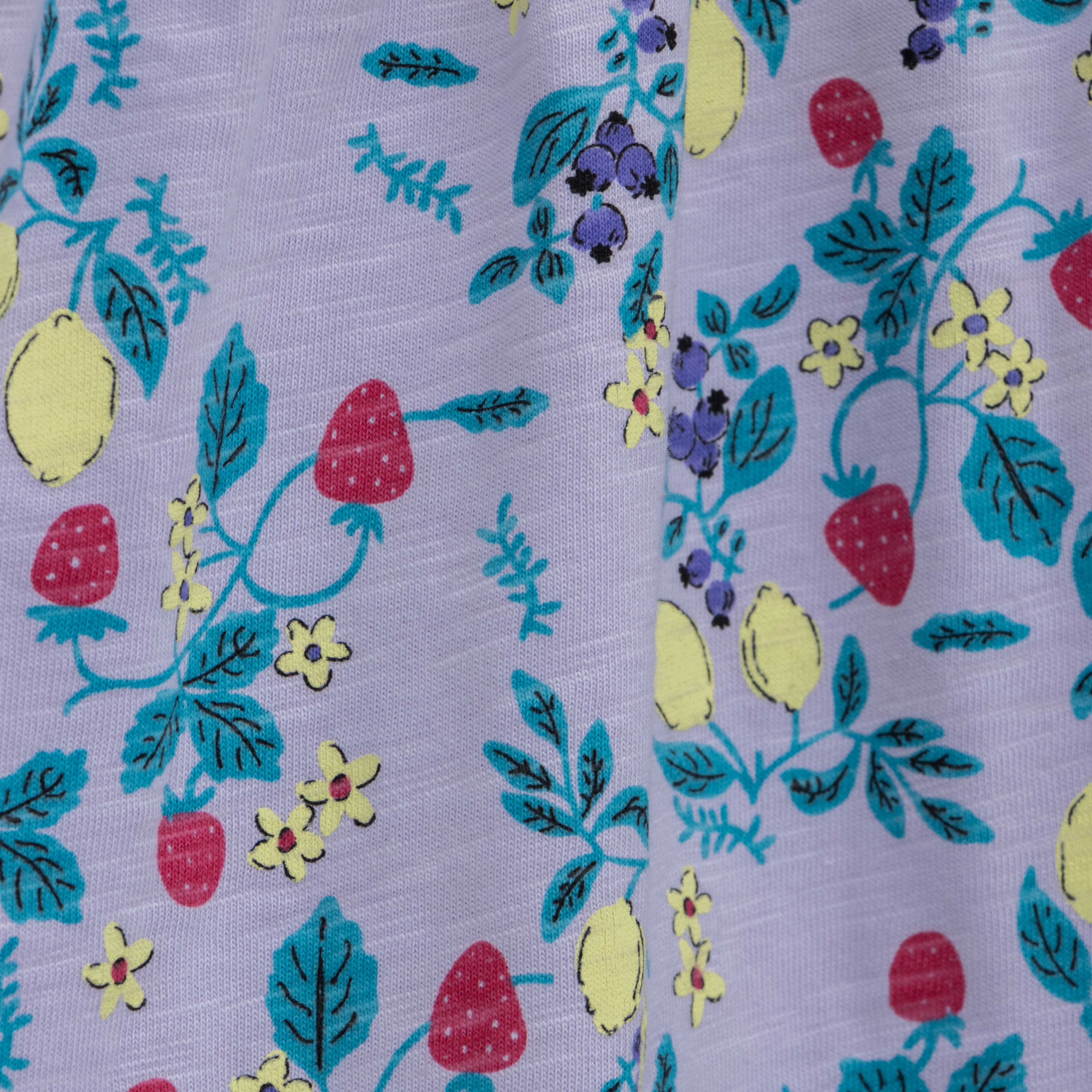 Girls' Lavender Fruit-Print Dress with Bow Detail