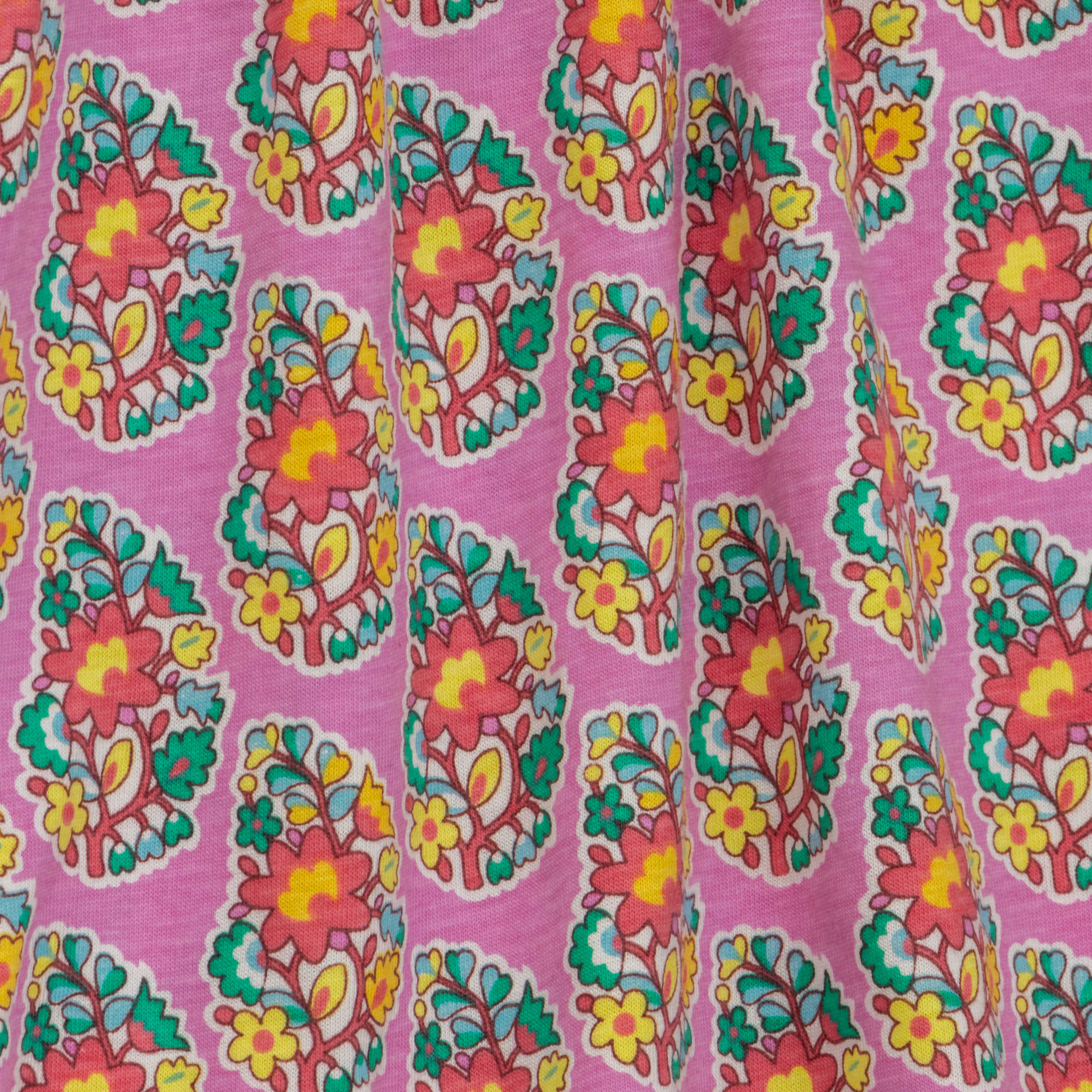 Baby Girls' Pink Floral Print Dress – Short Sleeve, Bow Accent, Casual Summer Outfit