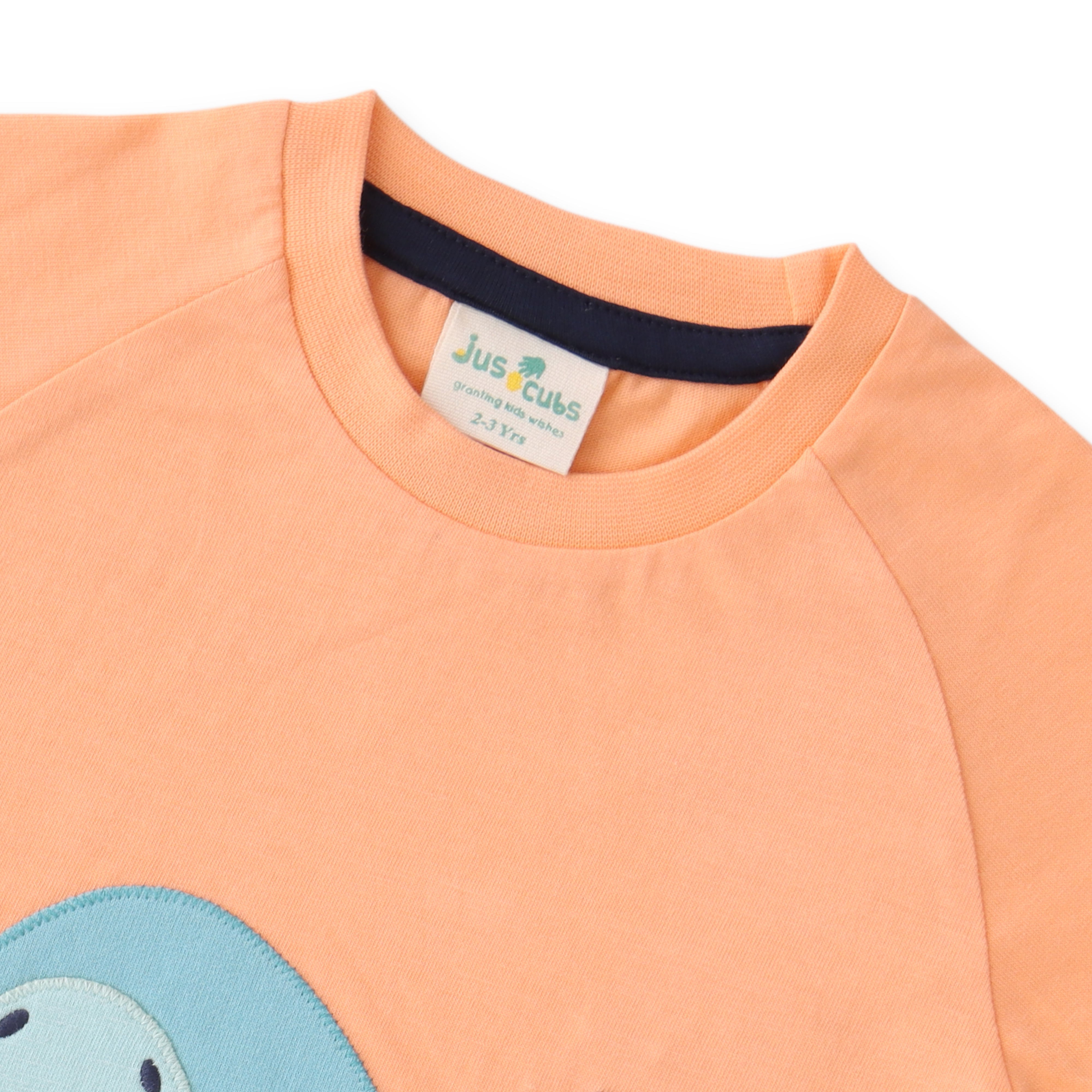 Boys Peach Shark Print T-Shirt & Shorts Set – "Hi Dude" Design