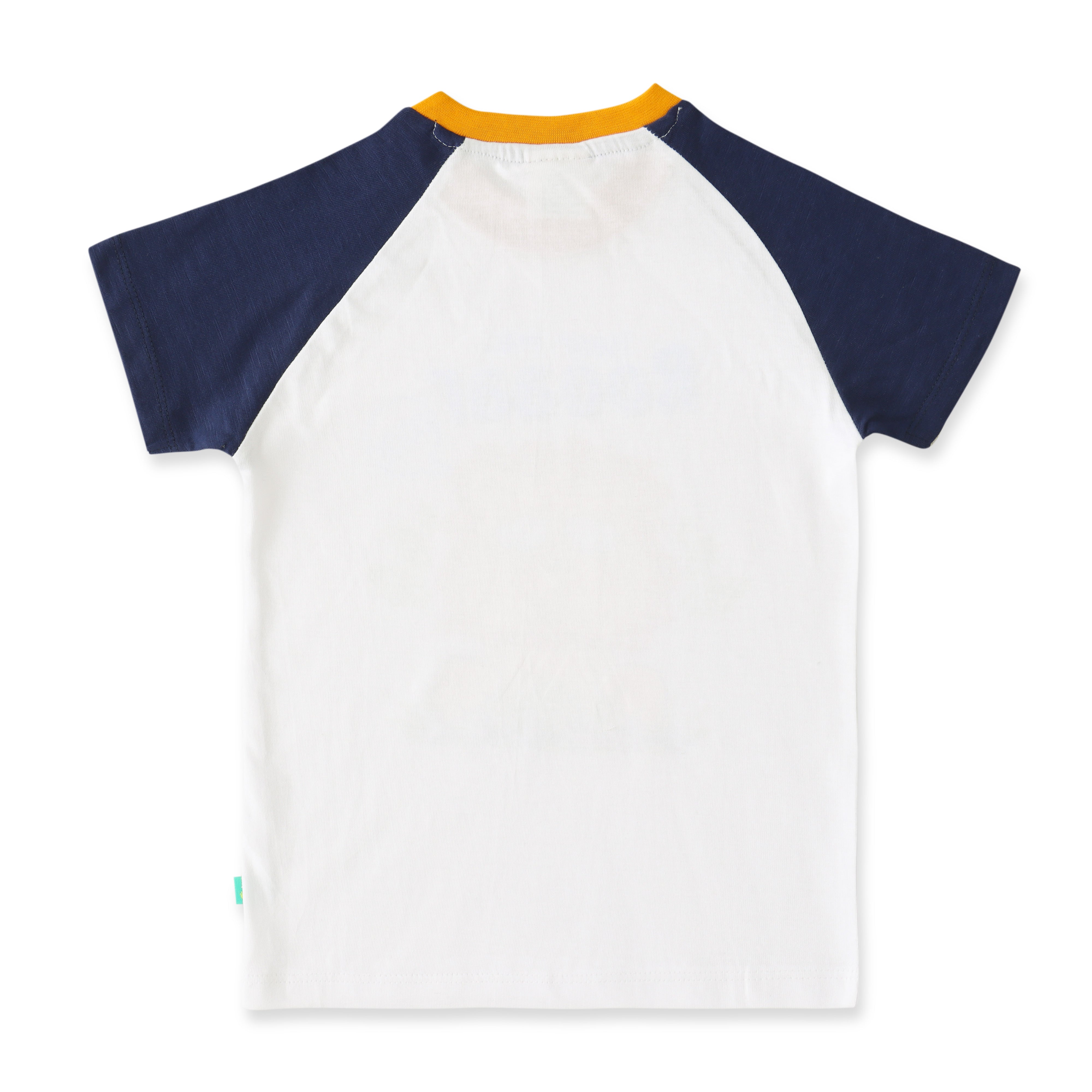 Boys Roaring Lion T-Shirt & Shorts Set – Fun Animal Print (White, Navy & Yellow)