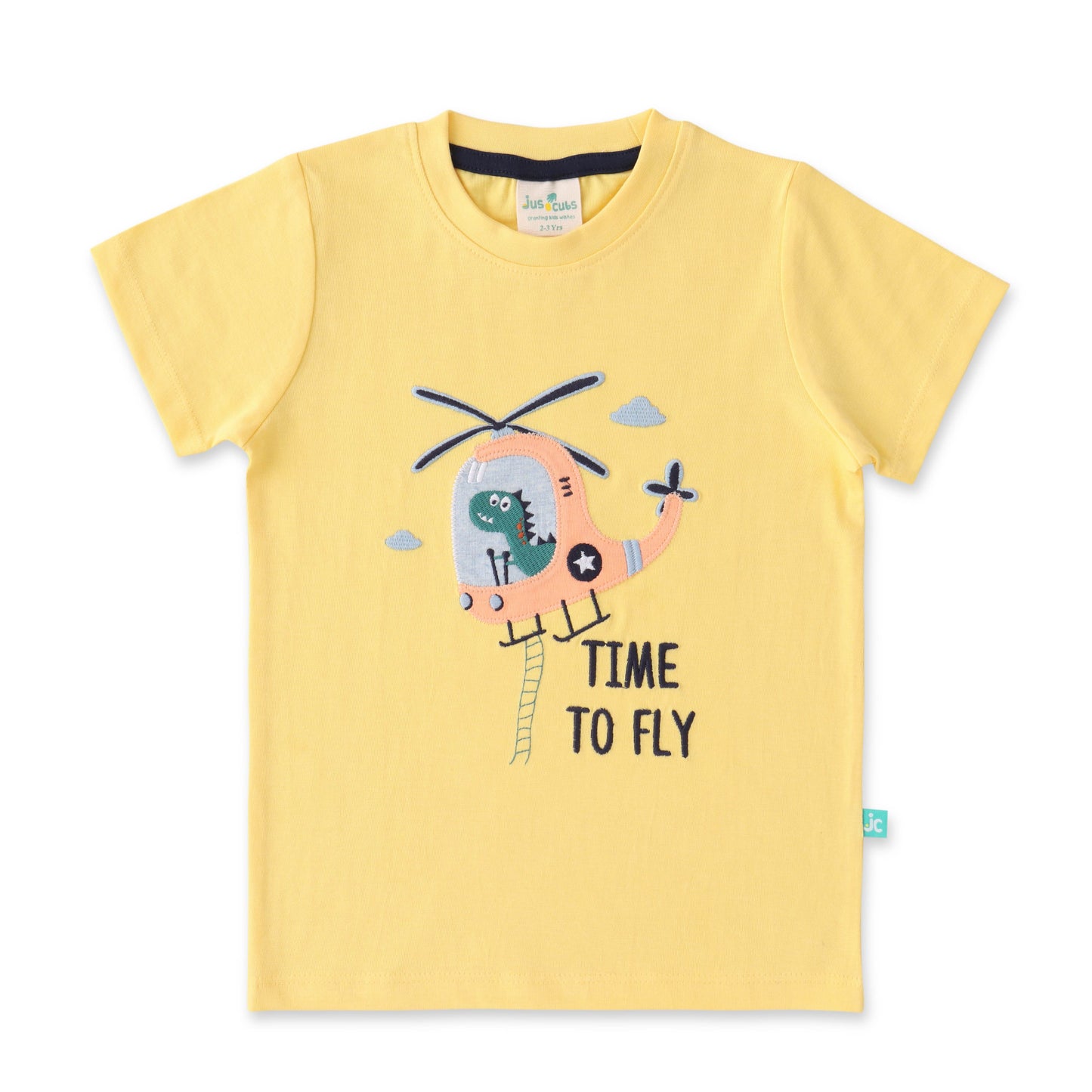 "Boys' Helicopter-Themed T-Shirt & Shorts Set – 'Time to Fly' Design"