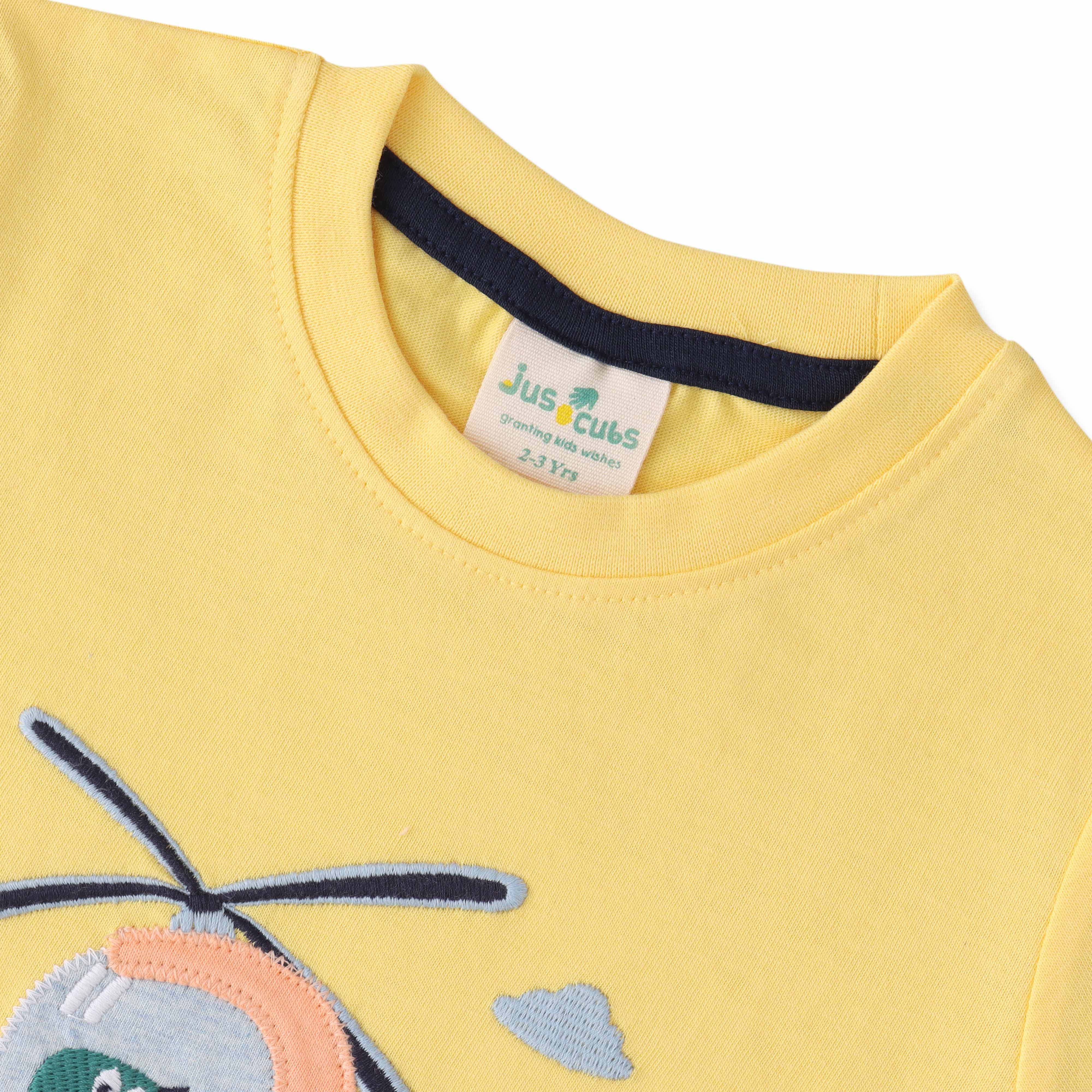 "Boys' Helicopter-Themed T-Shirt & Shorts Set – 'Time to Fly' Design"