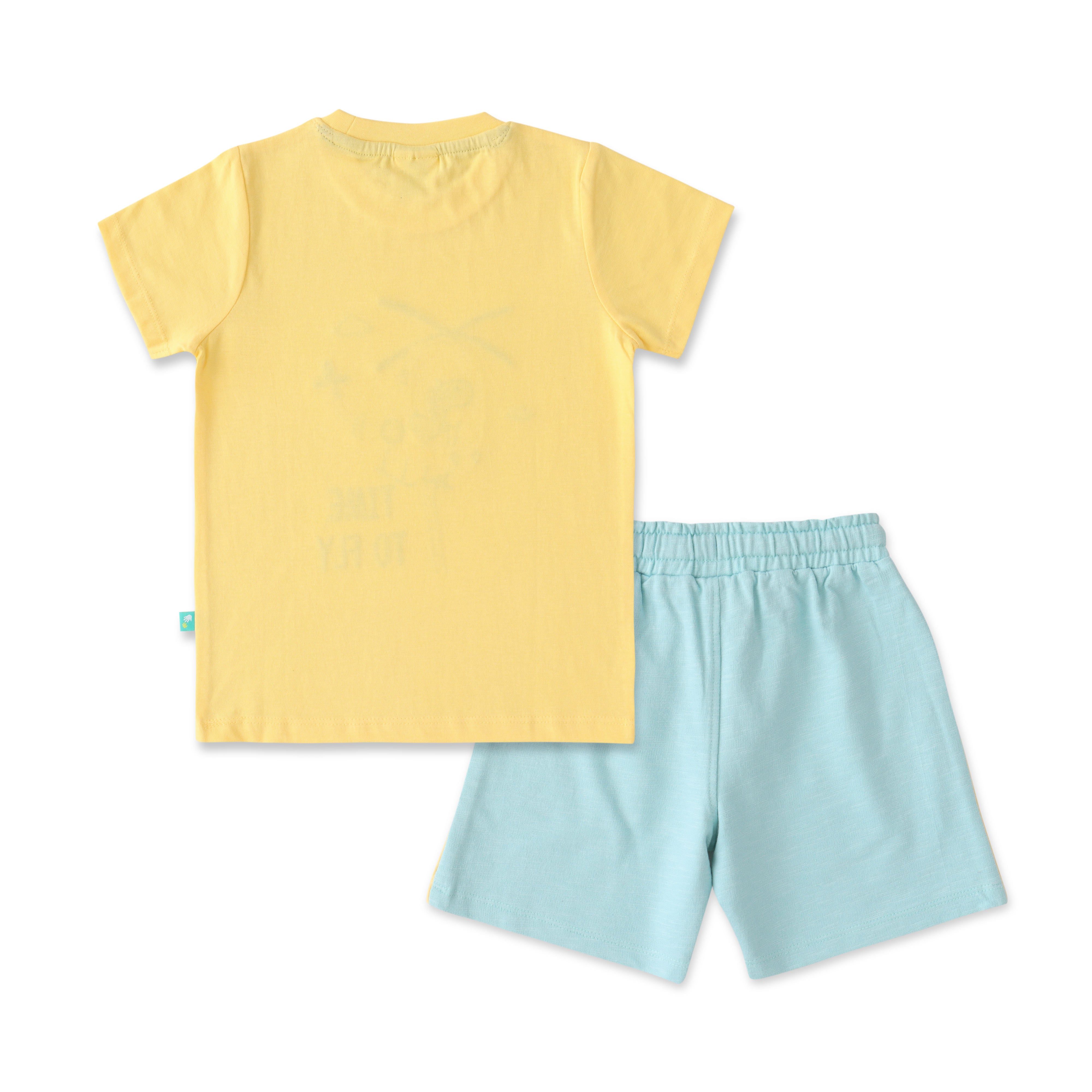 "Boys' Helicopter-Themed T-Shirt & Shorts Set – 'Time to Fly' Design"