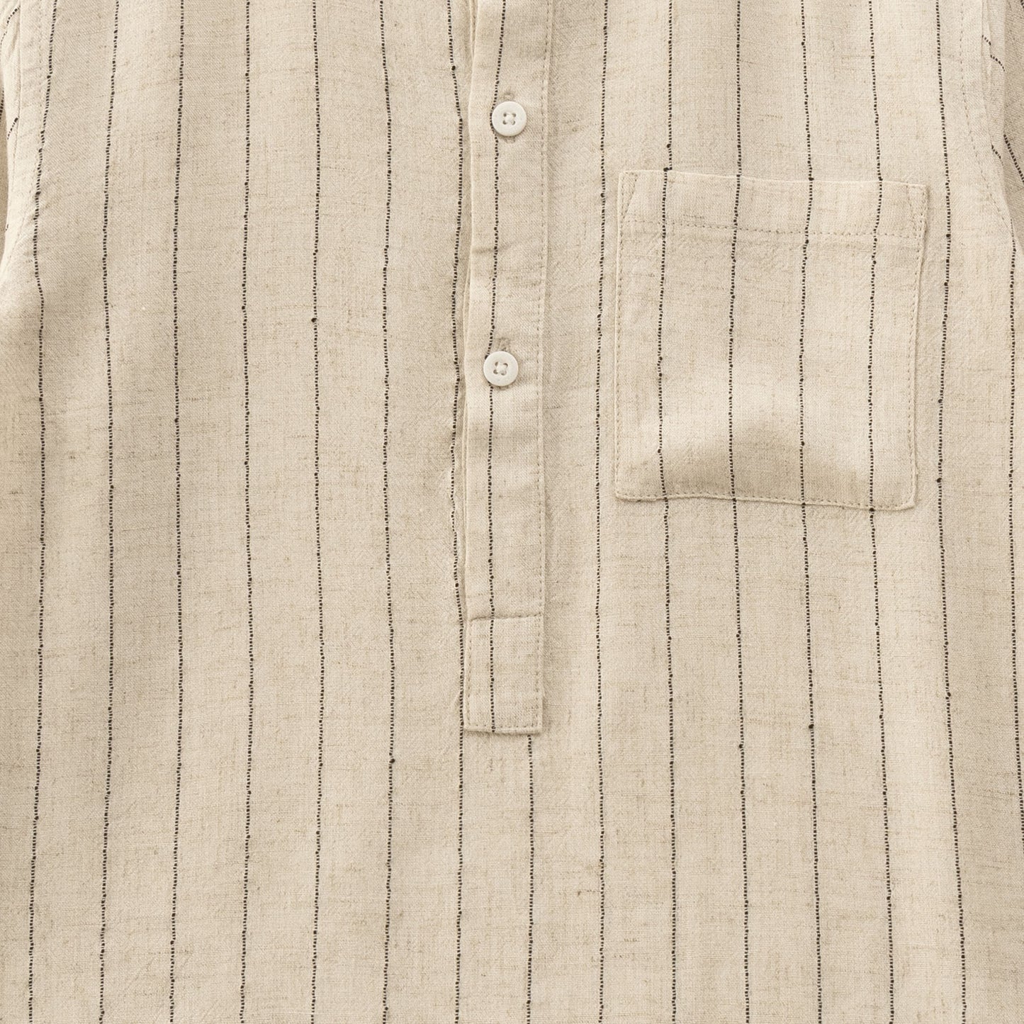 "Boys Beige Striped Cotton Shirt with Mandarin Collar – Full Sleeves"