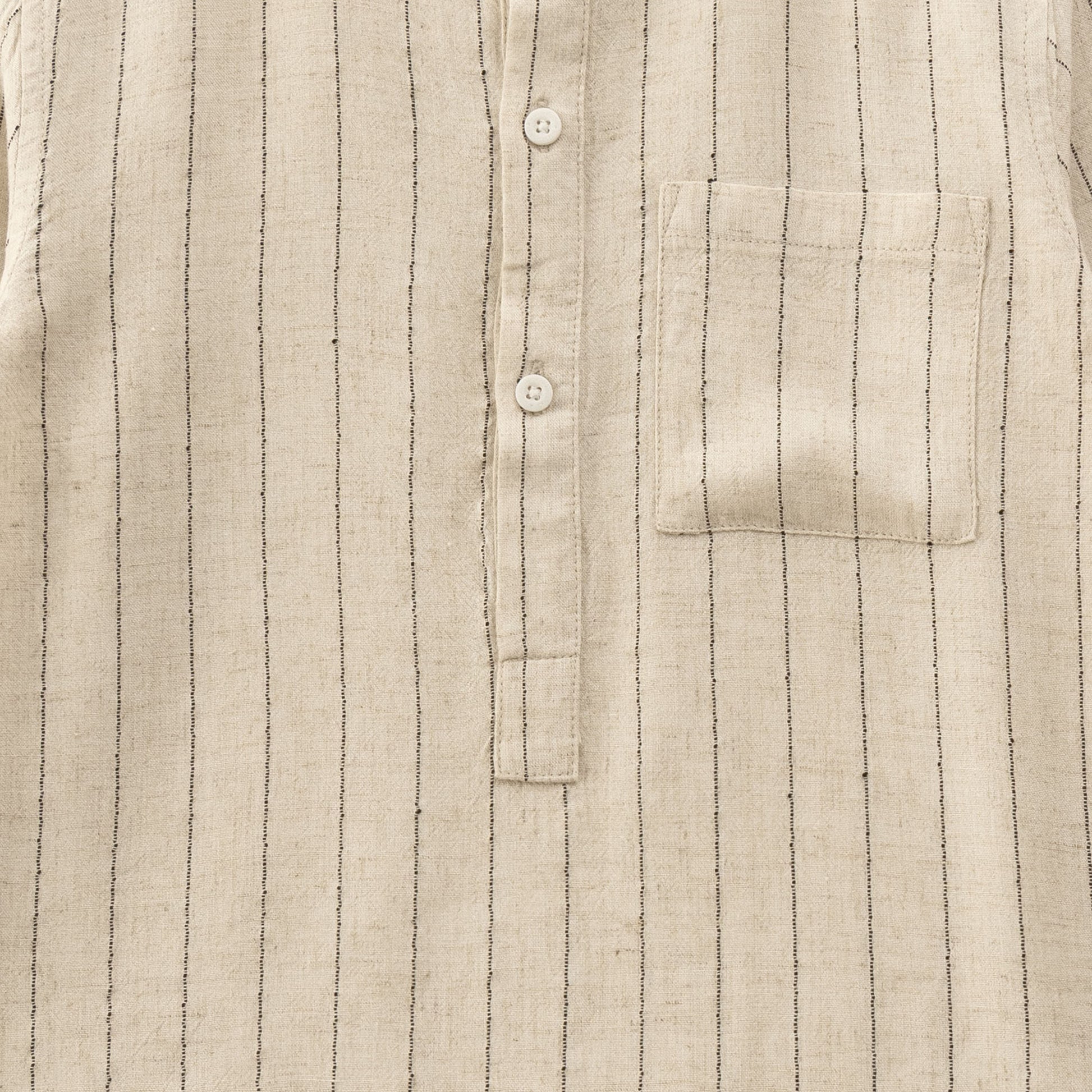 "Boys Beige Striped Cotton Shirt with Mandarin Collar – Full Sleeves"