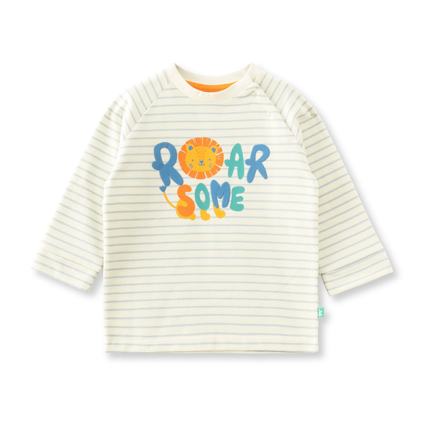 "Baby Boys' 'Roarsome' Lion Print Striped T-Shirt & Grey Jogger Pants Set – 100% Cotton"