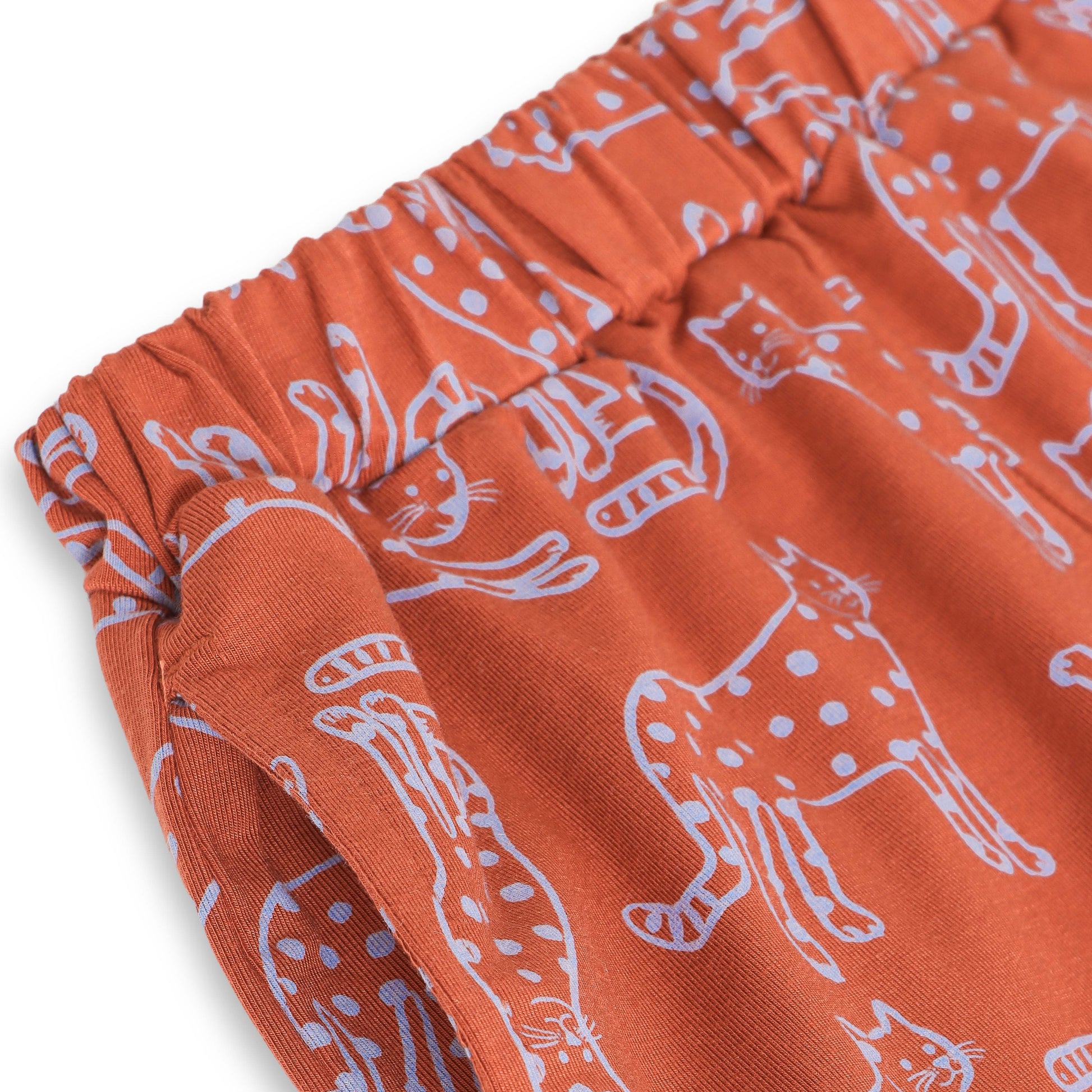 "Boys Rust Orange Leopard Print Nightwear Set – 100% Cotton Comfort Fit"