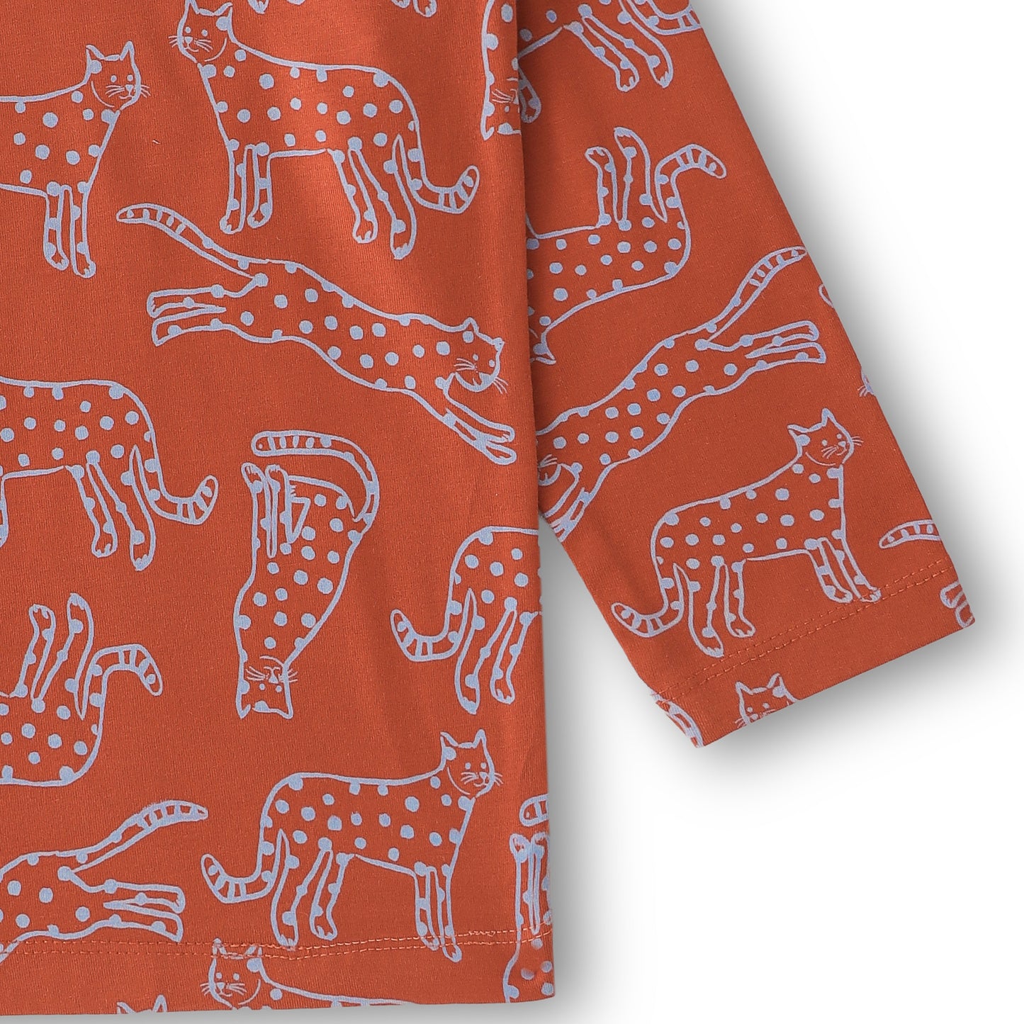 "Boys Rust Orange Leopard Print Nightwear Set – 100% Cotton Comfort Fit"