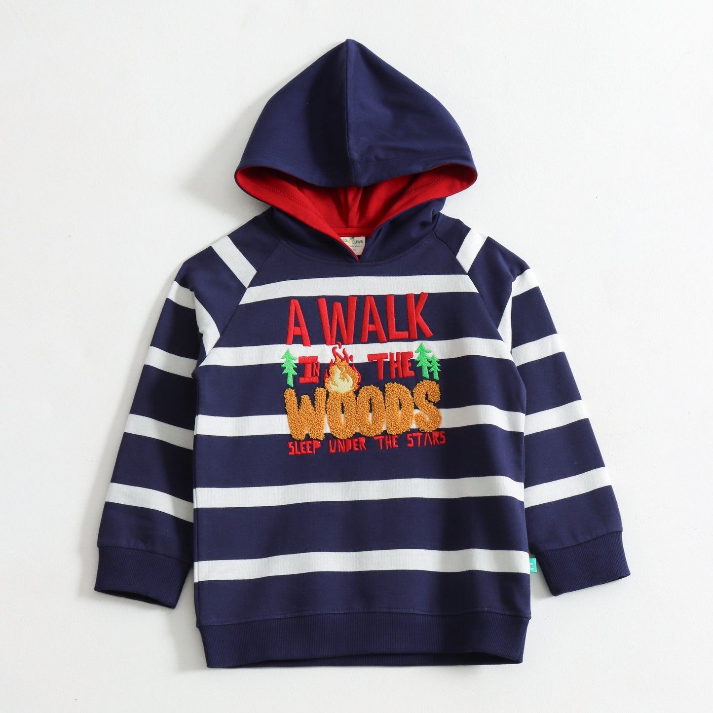 Boys Casual Navy Hoodie Sweatshirt – “A Walk in the Woods” Print
