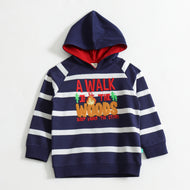 Boys Casual Navy Hoodie Sweatshirt – “A Walk in the Woods” Print