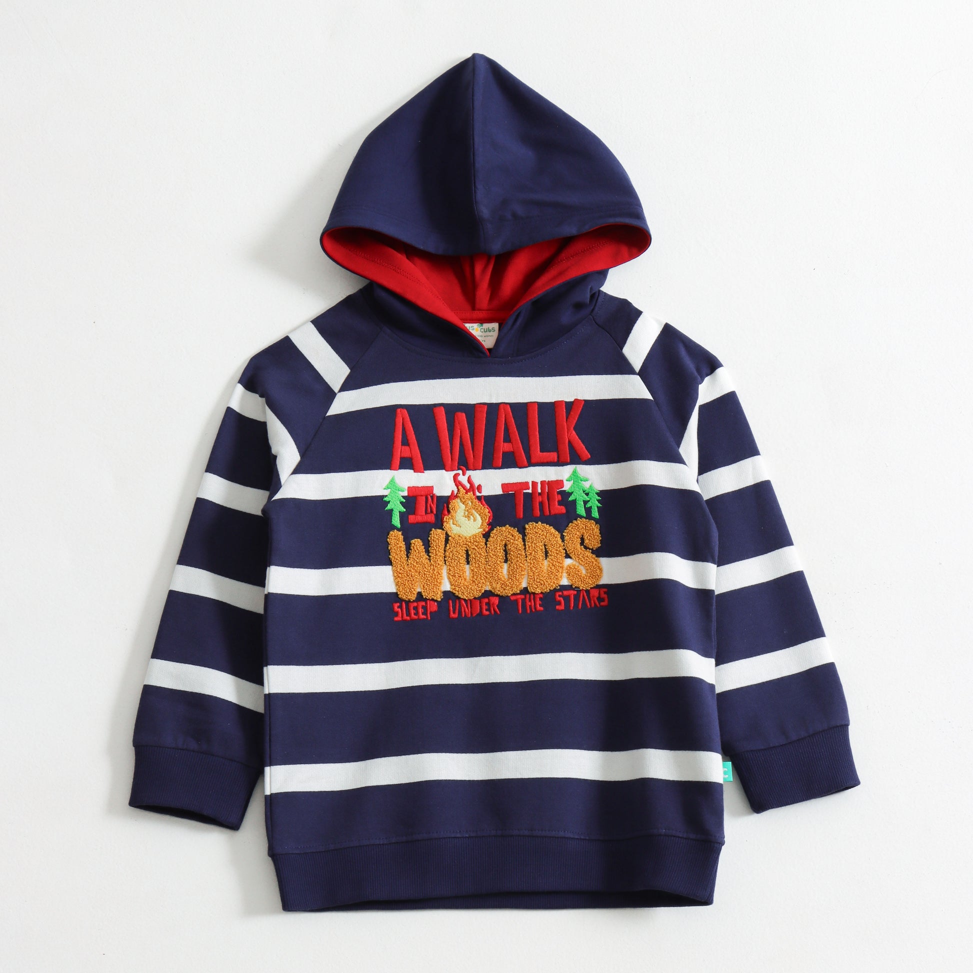 Boys Casual Navy Hoodie Sweatshirt – “A Walk in the Woods” Print