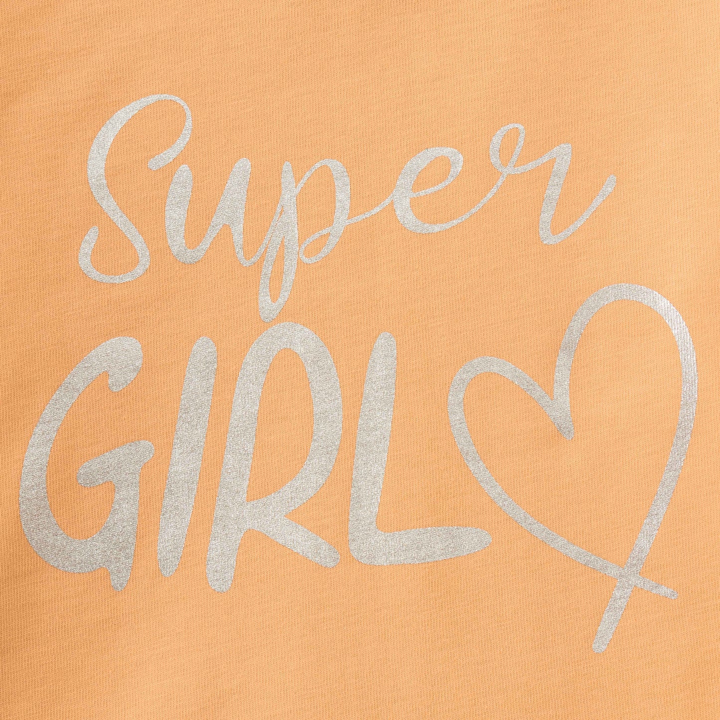 "Girls Peach 'Super Girl' Printed Cotton Full Sleeve T-Shirt"