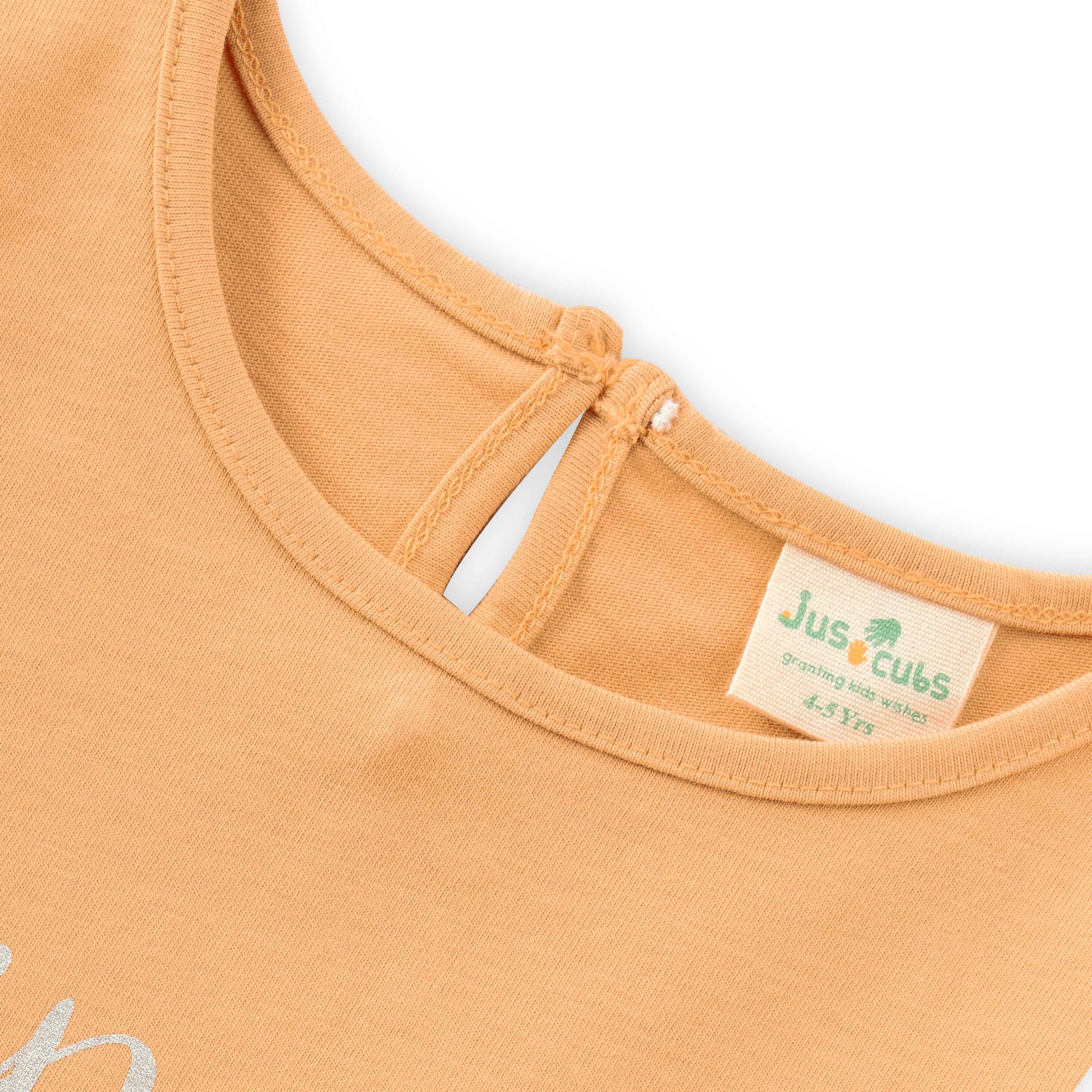 "Girls Peach 'Super Girl' Printed Cotton Full Sleeve T-Shirt"