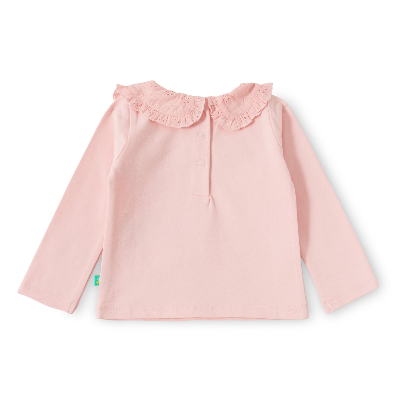 "Baby Girls Pink Cotton Sweatshirt with Embroidered  Peter Pan Collar & Nature Print"