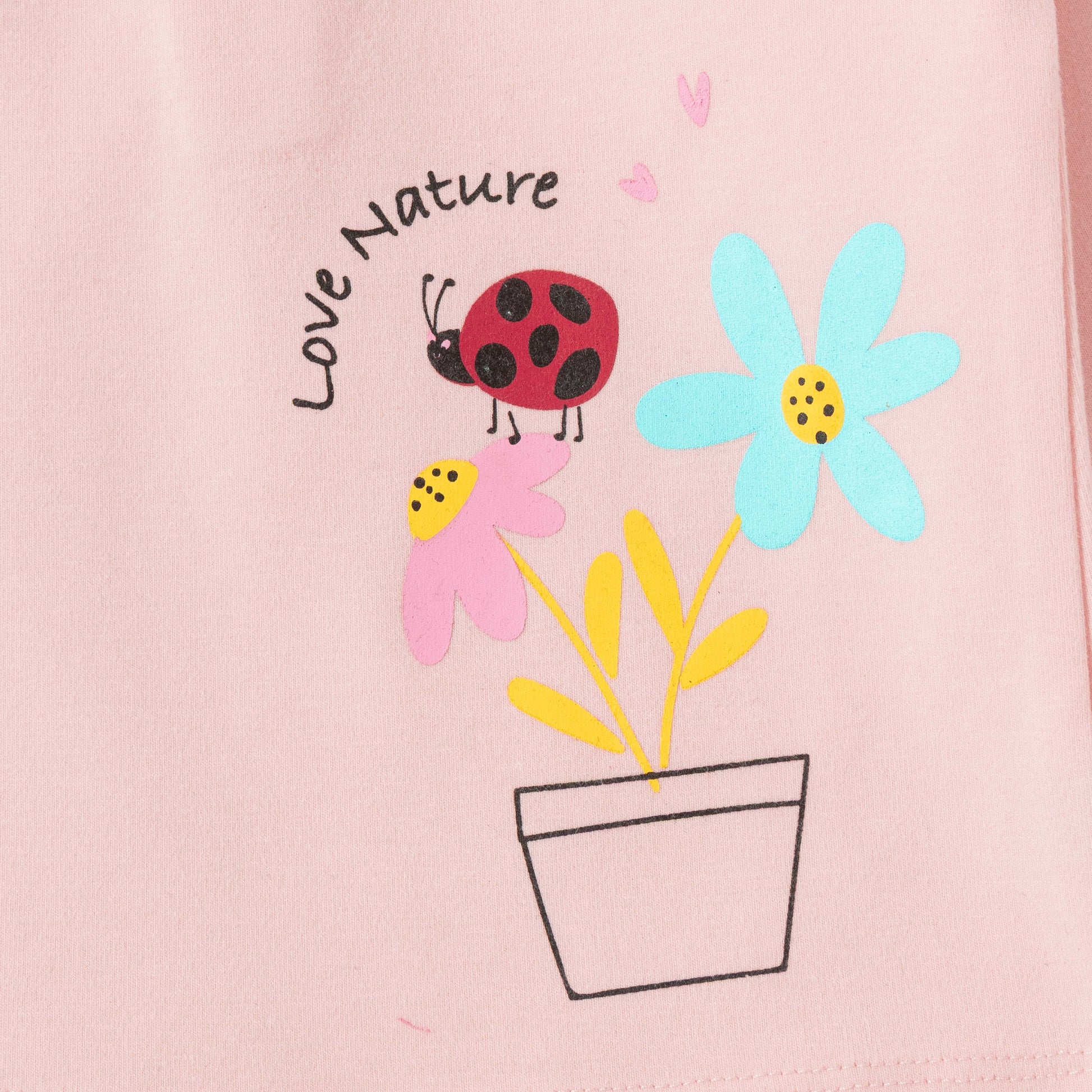 "Baby Girls Pink Cotton Sweatshirt with Embroidered  Peter Pan Collar & Nature Print"