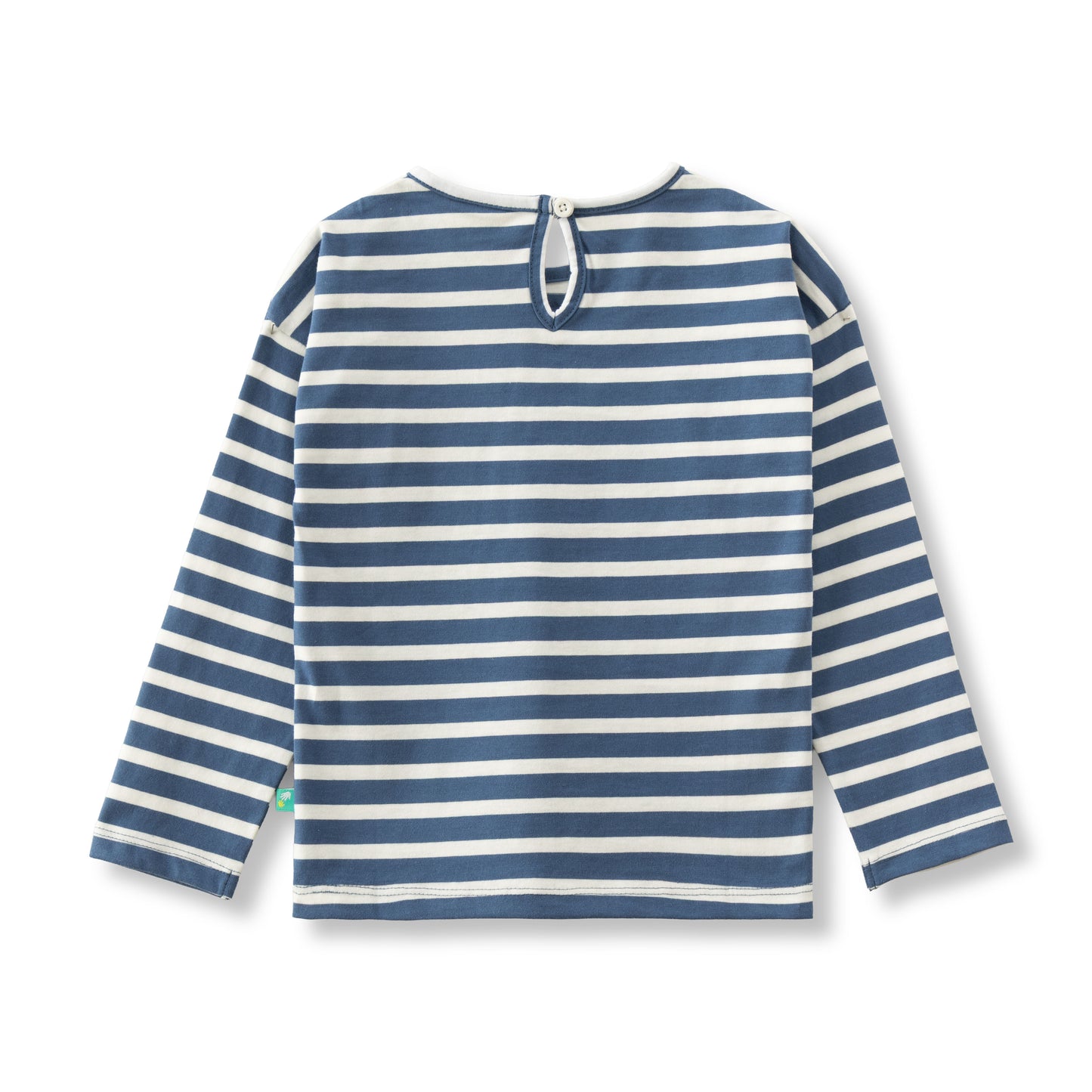 "Girls' Navy & White Striped Cotton T-shirt with 'Girl PWR' Print"