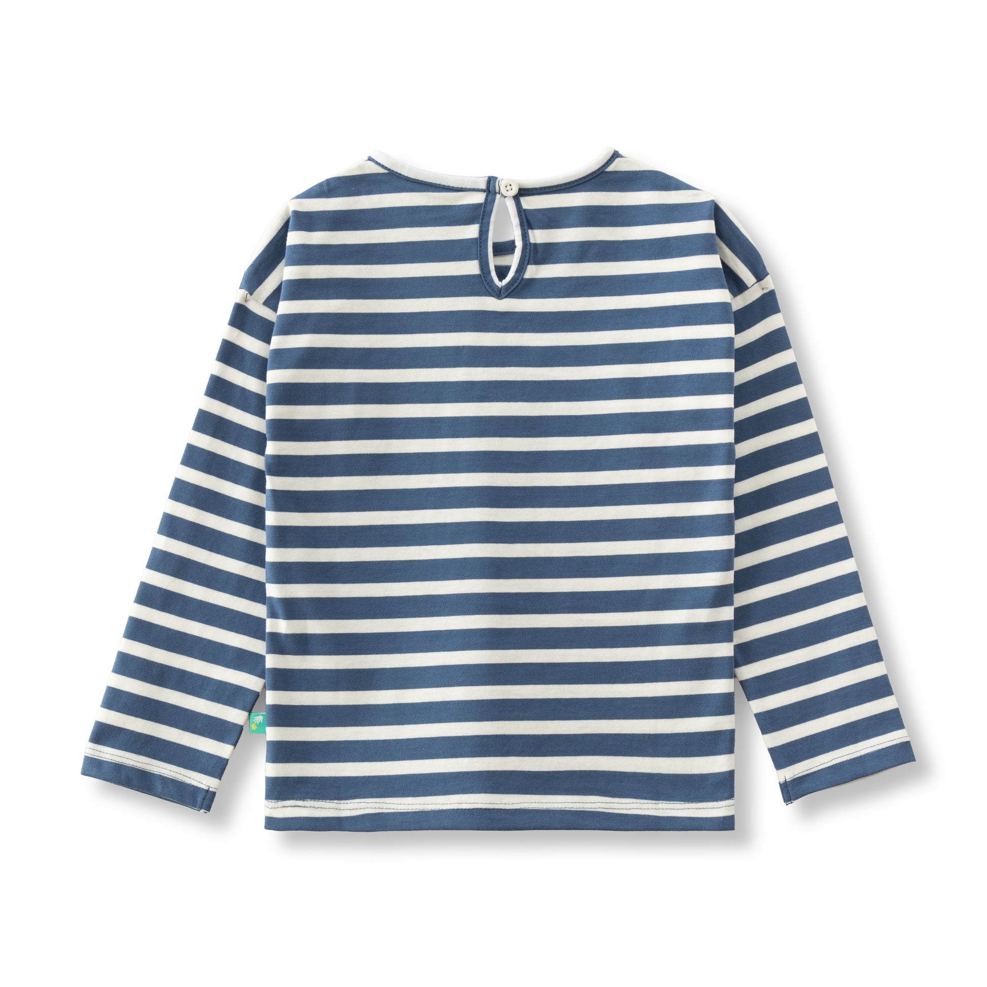 "Girls' Navy & White Striped Cotton T-shirt with 'Girl PWR' Print"