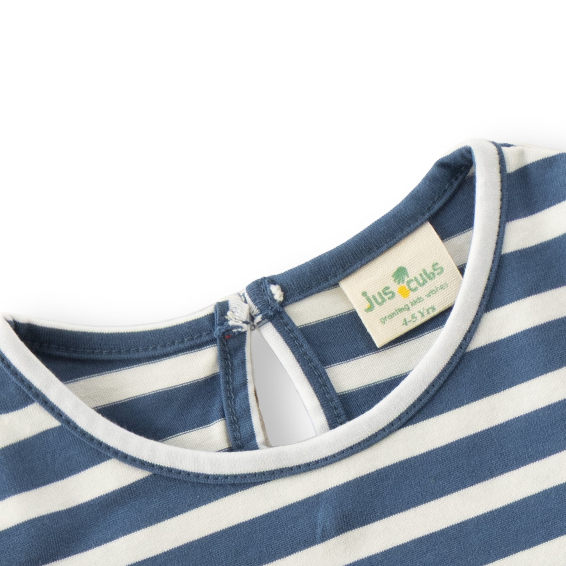 "Girls' Navy & White Striped Cotton T-shirt with 'Girl PWR' Print"