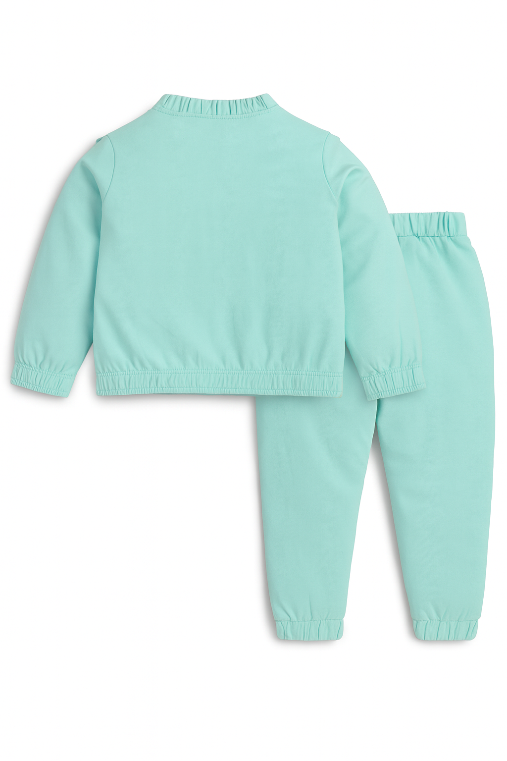 "Baby Girls Mint Green Full Sleeve Front Zipper Sweatshirt & Jogger Set"