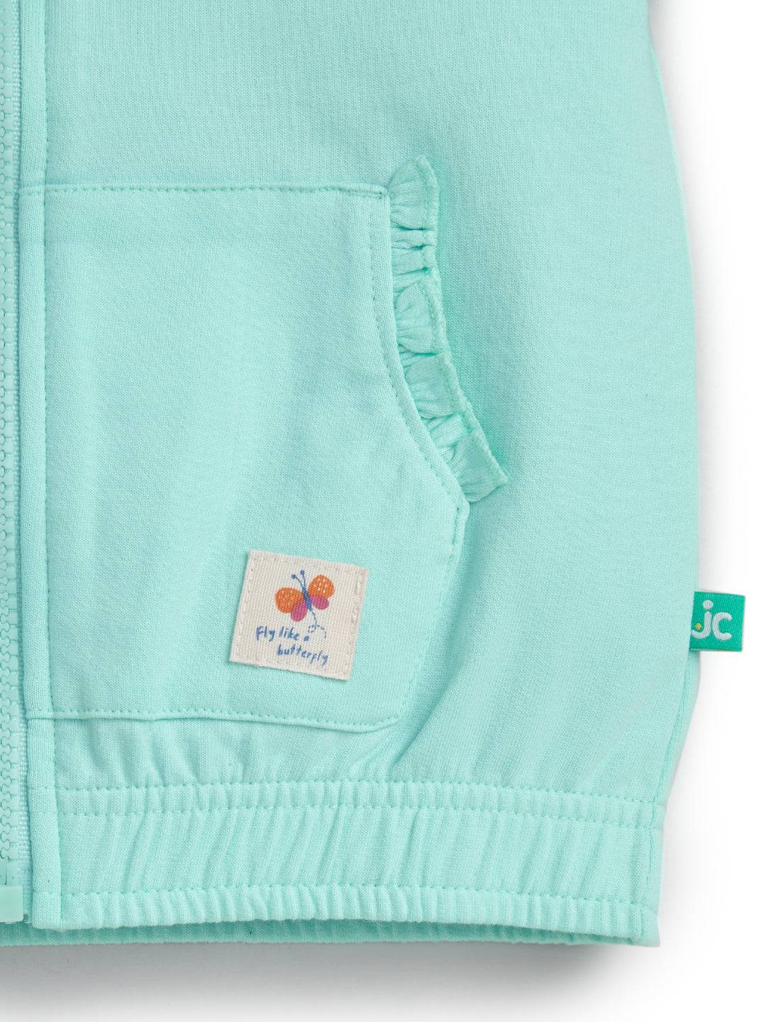 "Baby Girls Mint Green Full Sleeve Front Zipper Sweatshirt & Jogger Set"