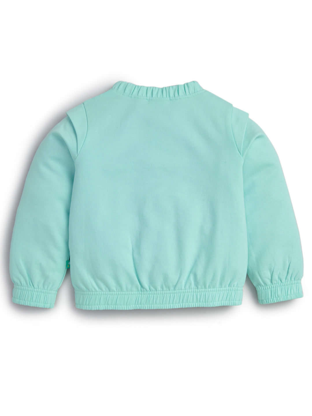 "Baby Girls Mint Green Full Sleeve Front Zipper Sweatshirt & Jogger Set"