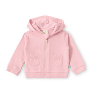 "Baby Girls' Light Pink Hooded Zip-Up Sweatshirt with Front Pockets"