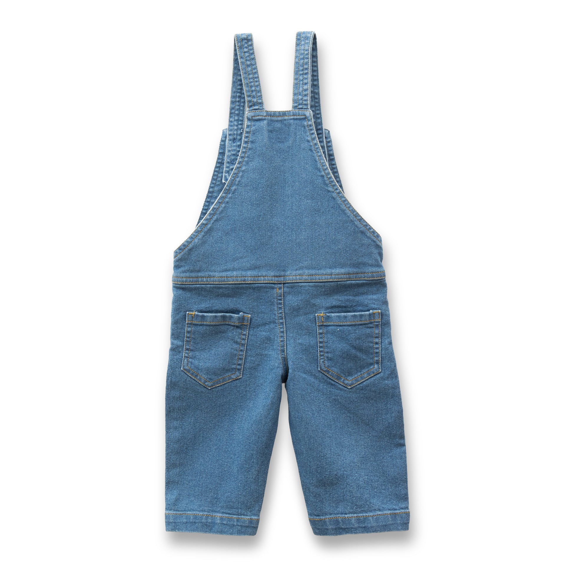 "Unisex Baby' Classic Denim Overalls – Adjustable Straps & Pocket Detail"