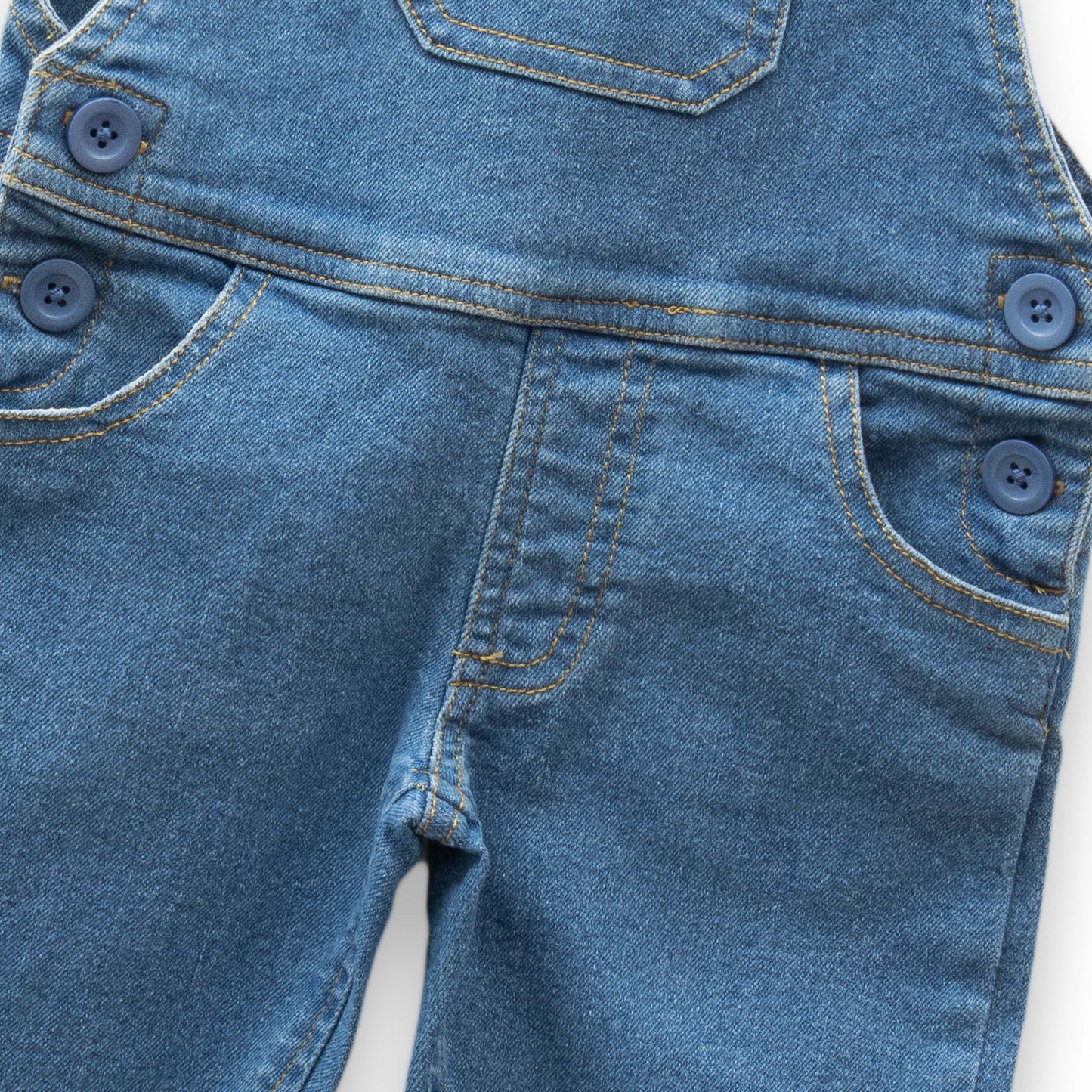 "Unisex Baby' Classic Denim Overalls – Adjustable Straps & Pocket Detail"