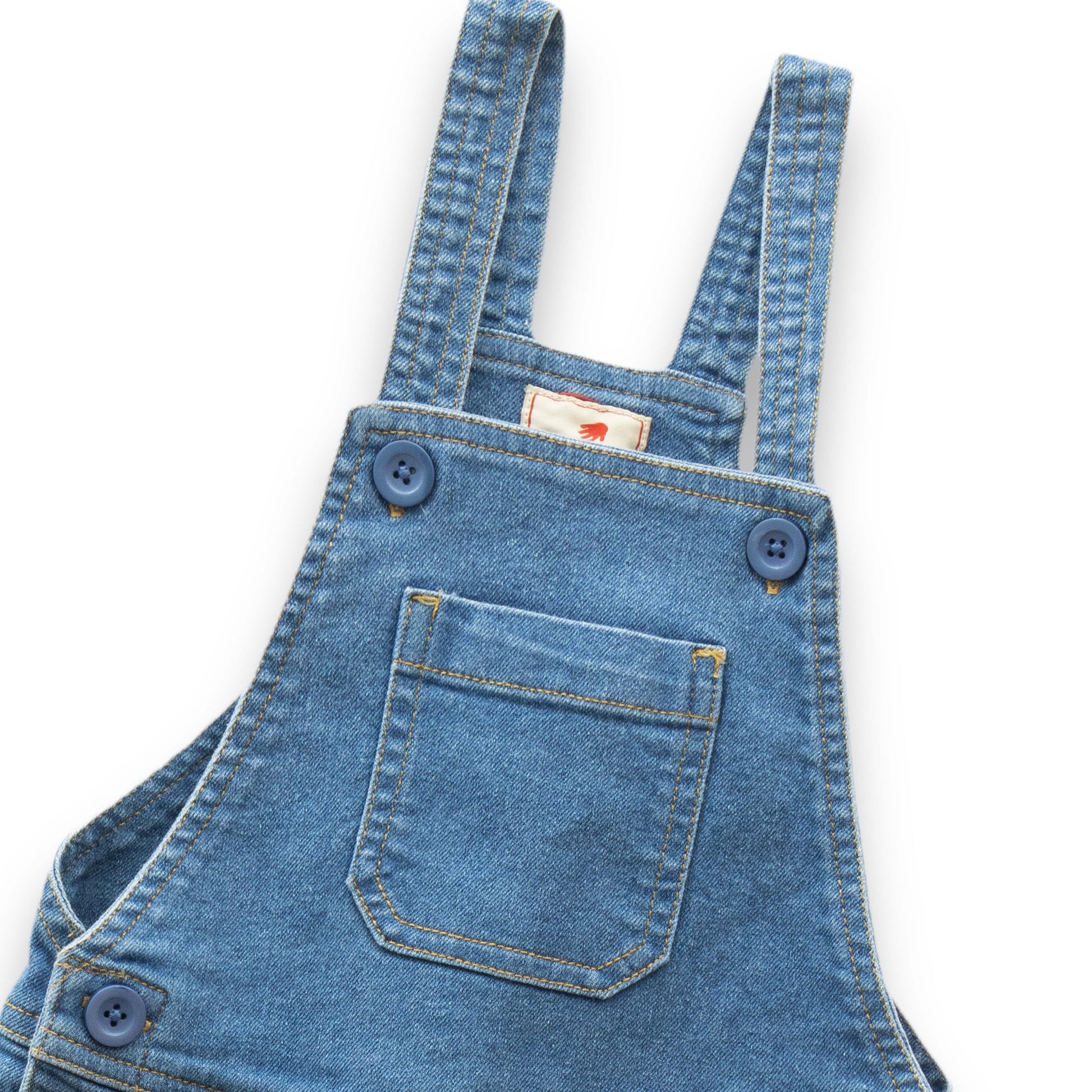 "Unisex Baby' Classic Denim Overalls – Adjustable Straps & Pocket Detail"