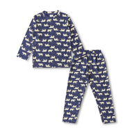 "Boys Polar Bear Printed Nightwear Set – 100% Cotton Comfort Fit Navy Blue"