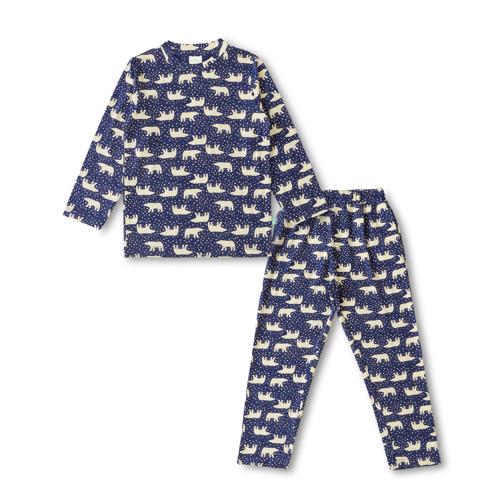 "Boys Polar Bear Printed Nightwear Set – 100% Cotton Comfort Fit Navy Blue"