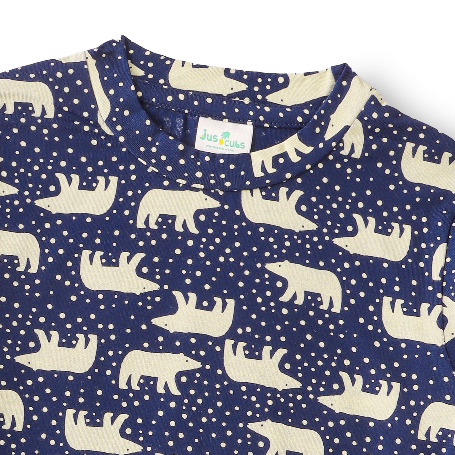 "Boys Polar Bear Printed Nightwear Set – 100% Cotton Comfort Fit Navy Blue"