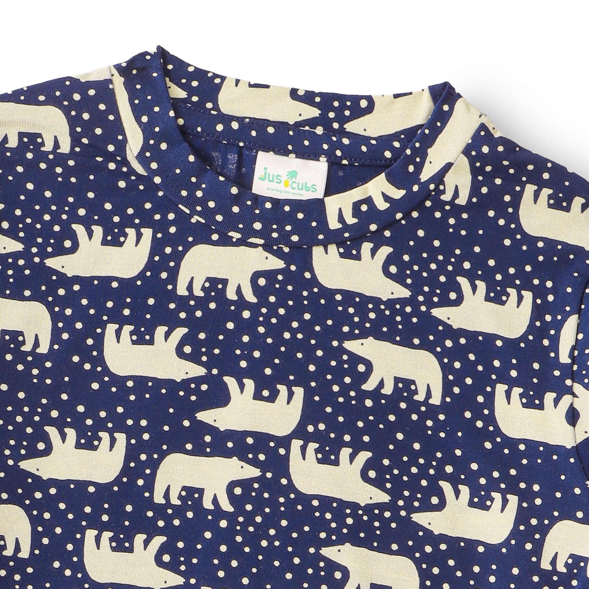 "Boys Polar Bear Printed Nightwear Set – 100% Cotton Comfort Fit Navy Blue"