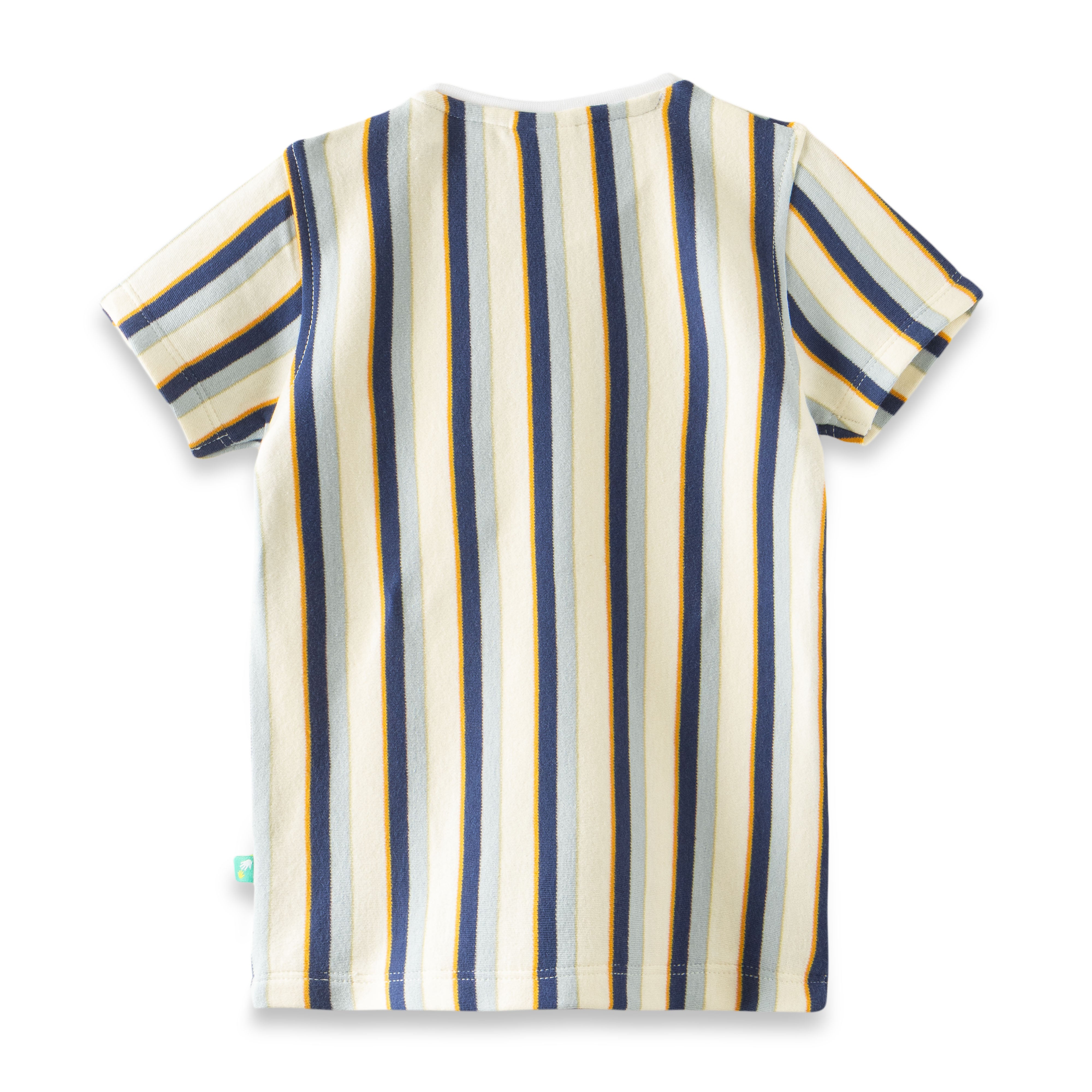 "Boys' Striped T-Shirt & Shorts Set – Blue, yellow & White 2-Piece Summer Outfit"