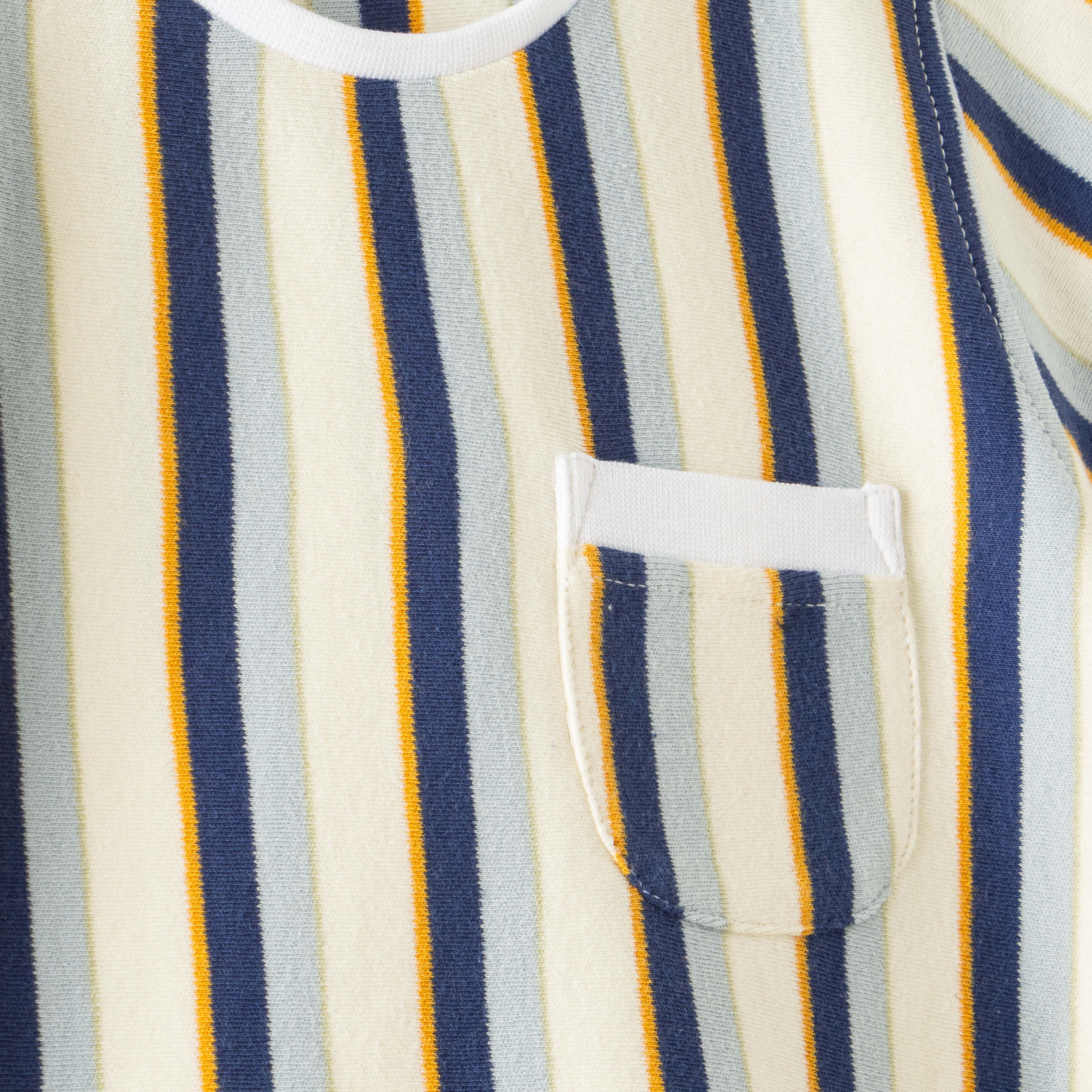 "Boys' Striped T-Shirt & Shorts Set – Blue, yellow & White 2-Piece Summer Outfit"