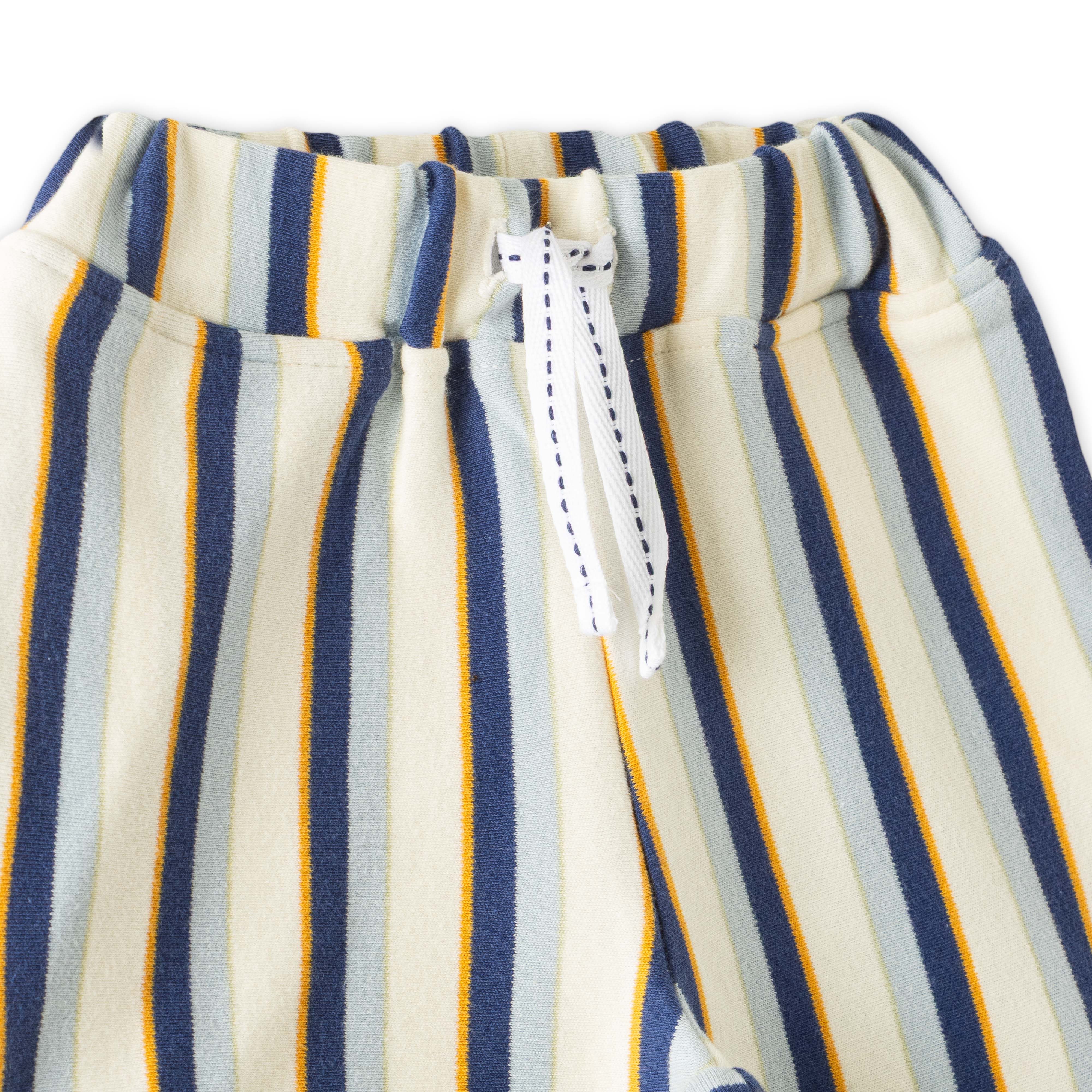"Boys' Striped T-Shirt & Shorts Set – Blue, yellow & White 2-Piece Summer Outfit"
