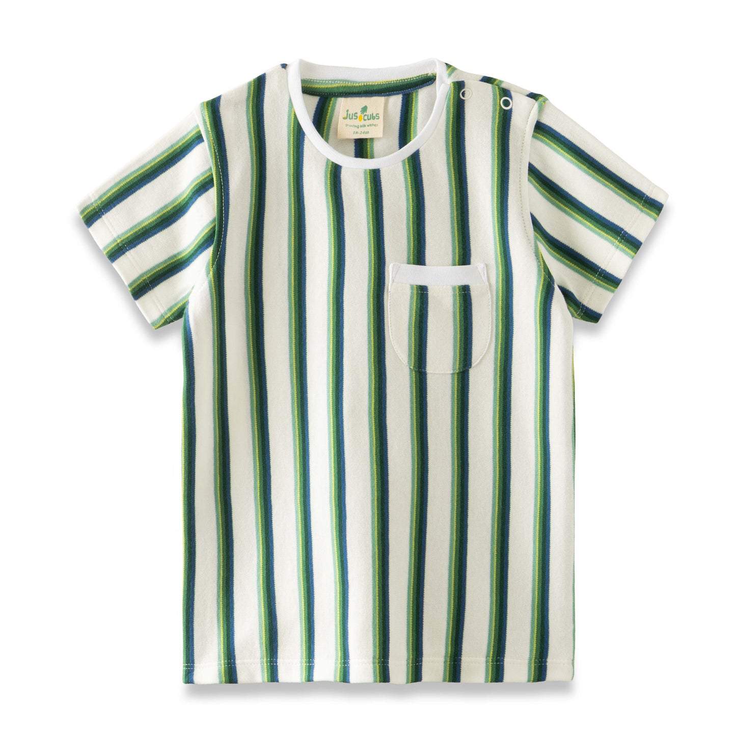 "Baby Boys' Green & Blue Striped T-Shirt and Shorts Set – 2-Piece Cotton Summer Outfit"