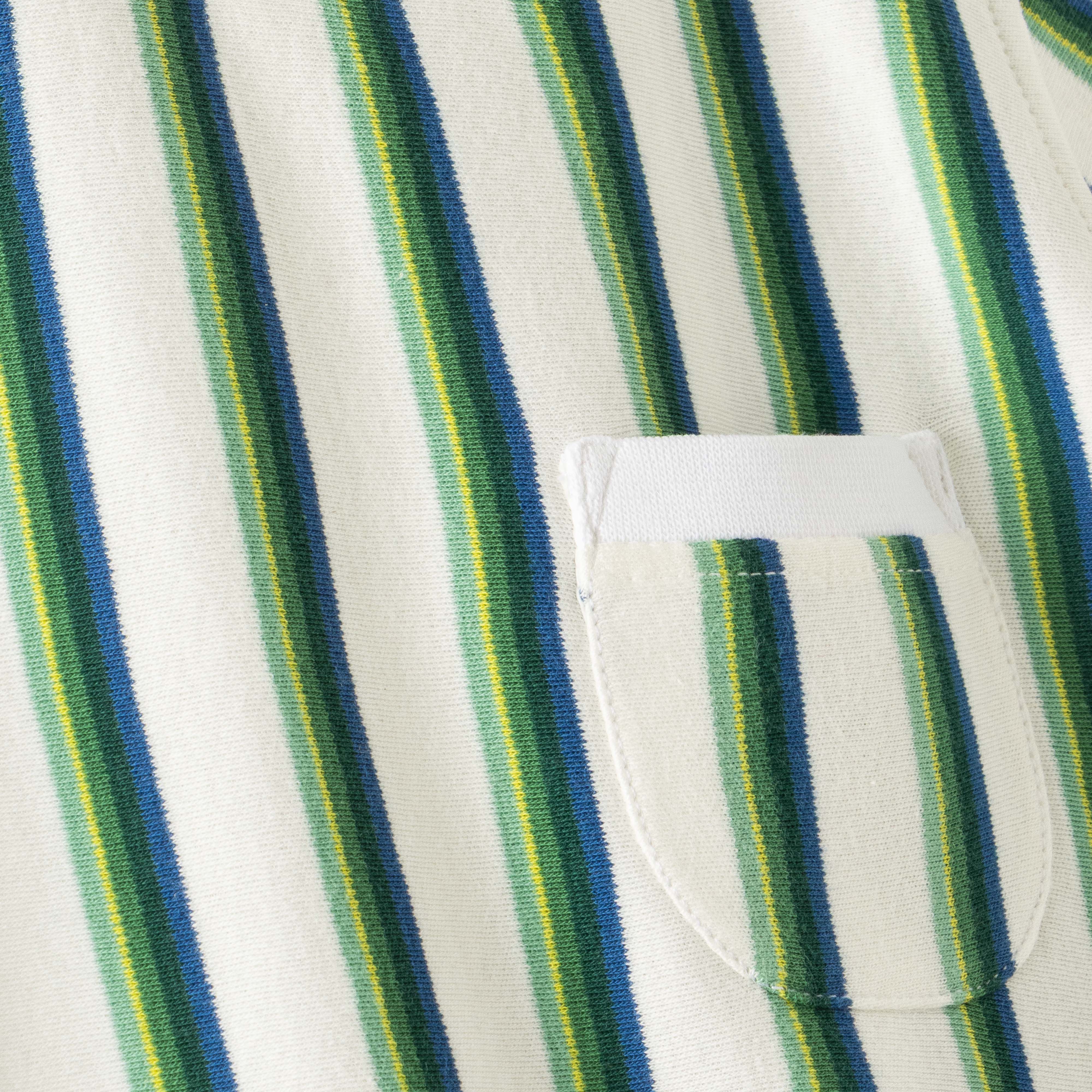 "Boys' Green & Blue Striped T-Shirt and Shorts Set – 2-Piece Cotton Summer Outfit"