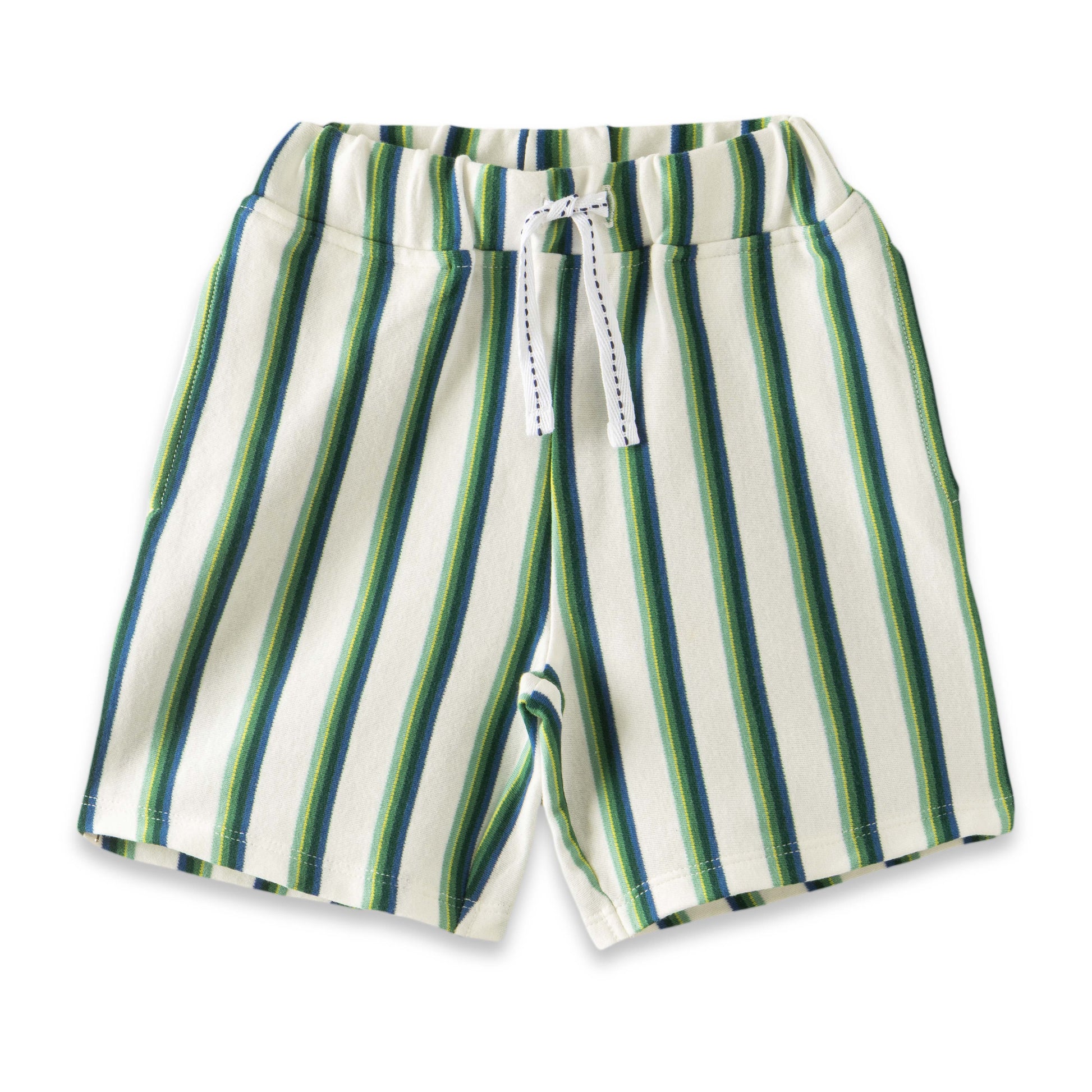 "Baby Boys' Green & Blue Striped T-Shirt and Shorts Set – 2-Piece Cotton Summer Outfit"
