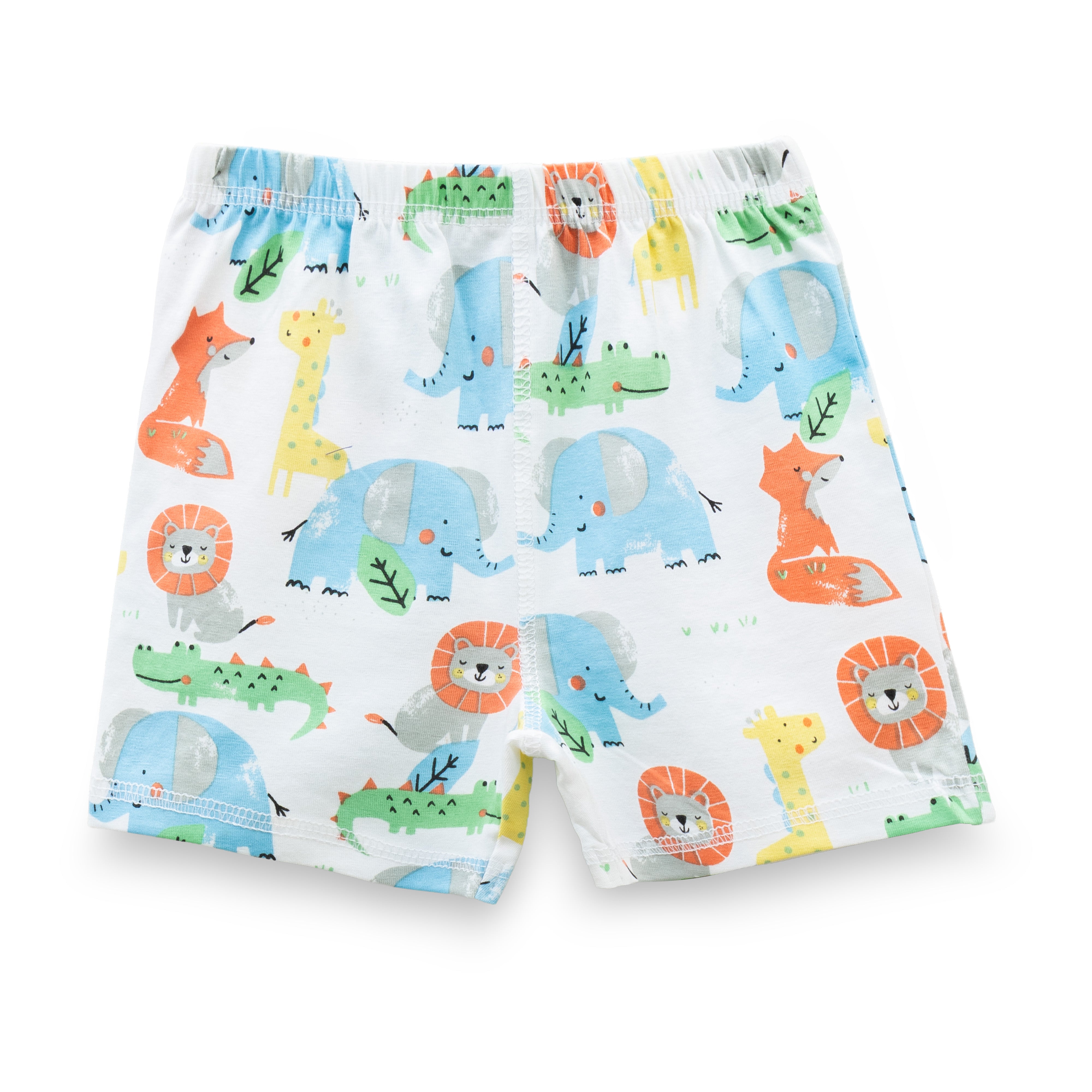 "Baby Boys' Cotton Shorts – Pack of 2 (Animal Print & Striped Design)"