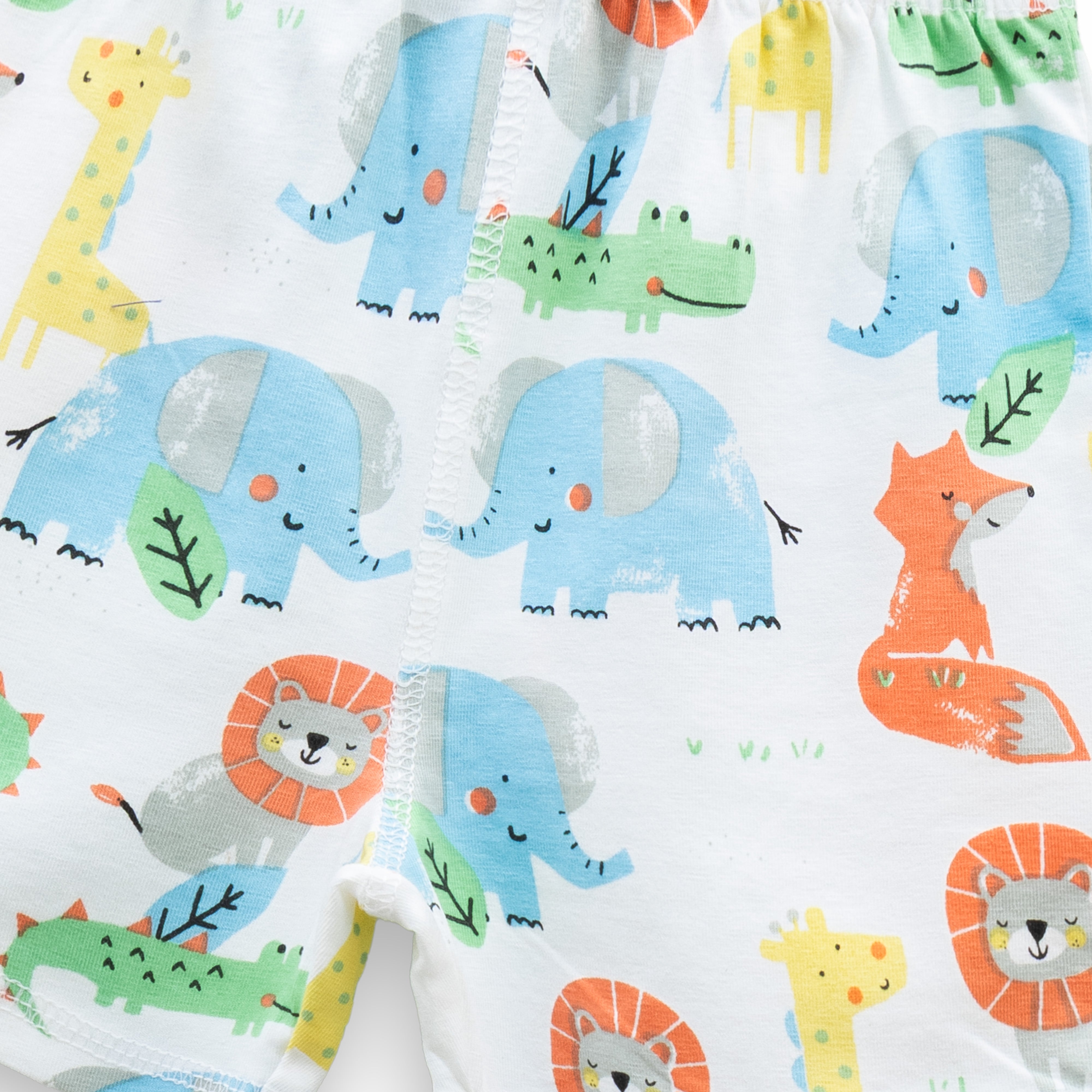 "Baby Boys' Cotton Shorts – Pack of 2 (Animal Print & Striped Design)"