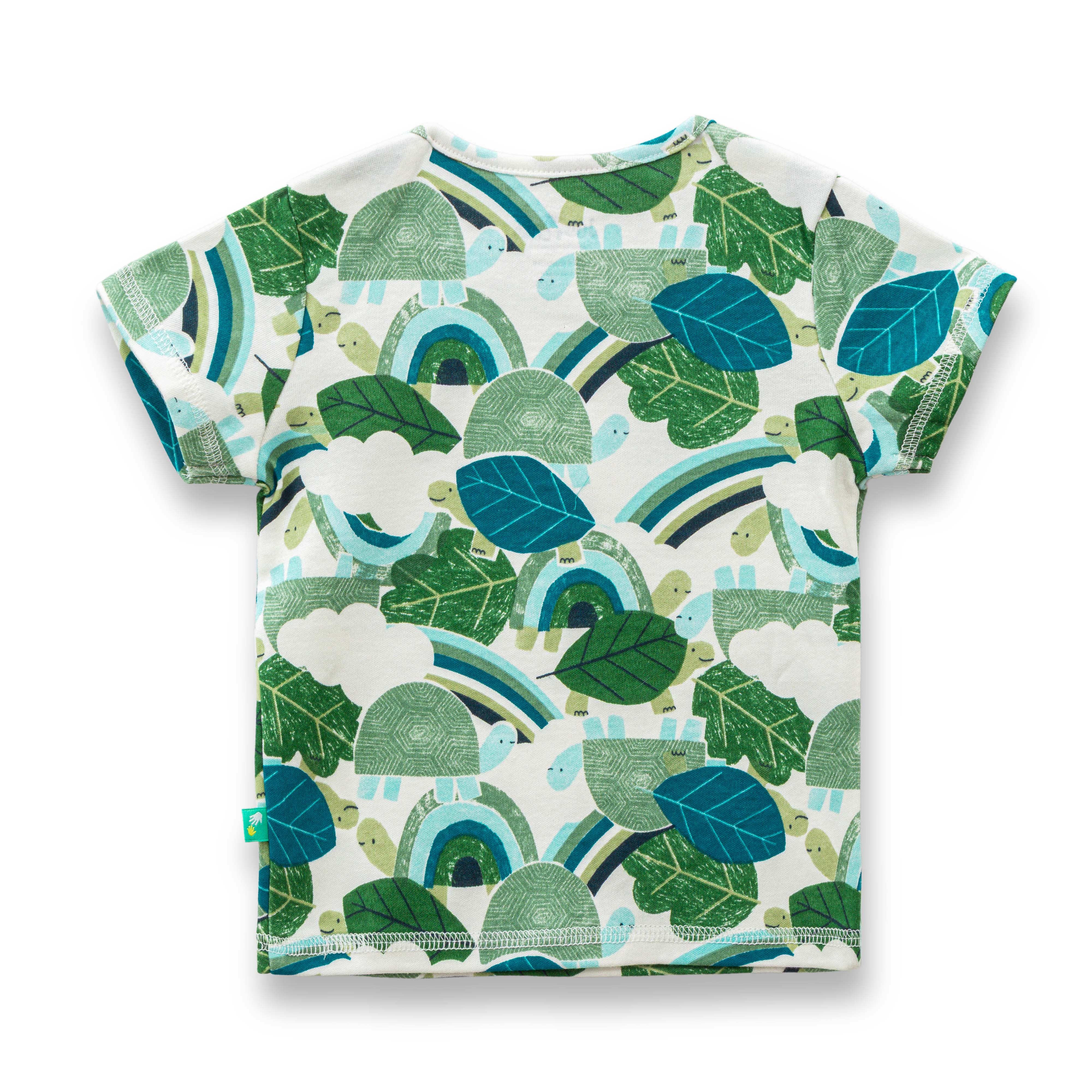 "Baby Boys' Cotton Half Sleeve T-Shirts – Pack of 2 (Green Solid & Jungle Print)"