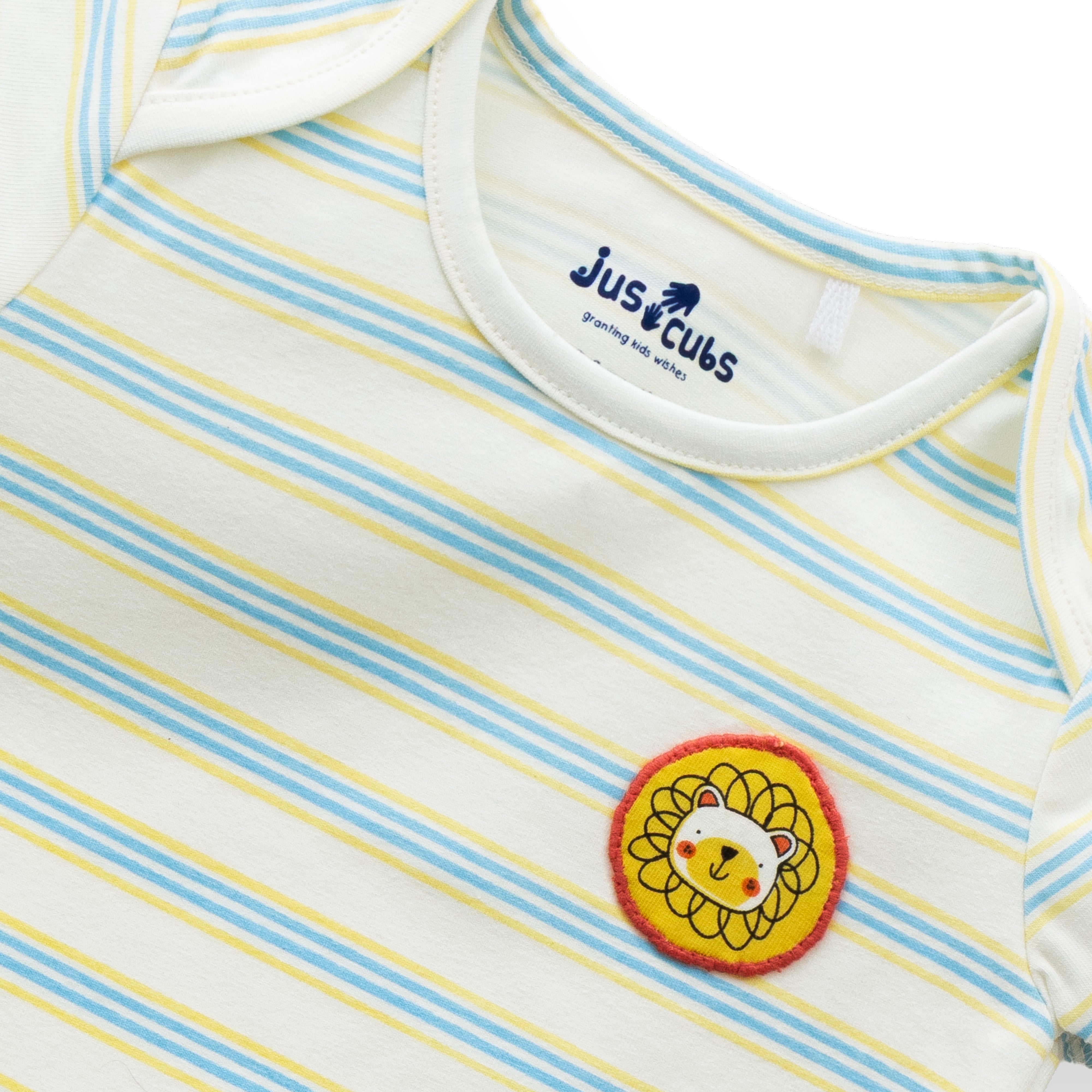 "Baby Boys' Cotton T-Shirt Set – Animal Print & Striped Design – Pack of 2"