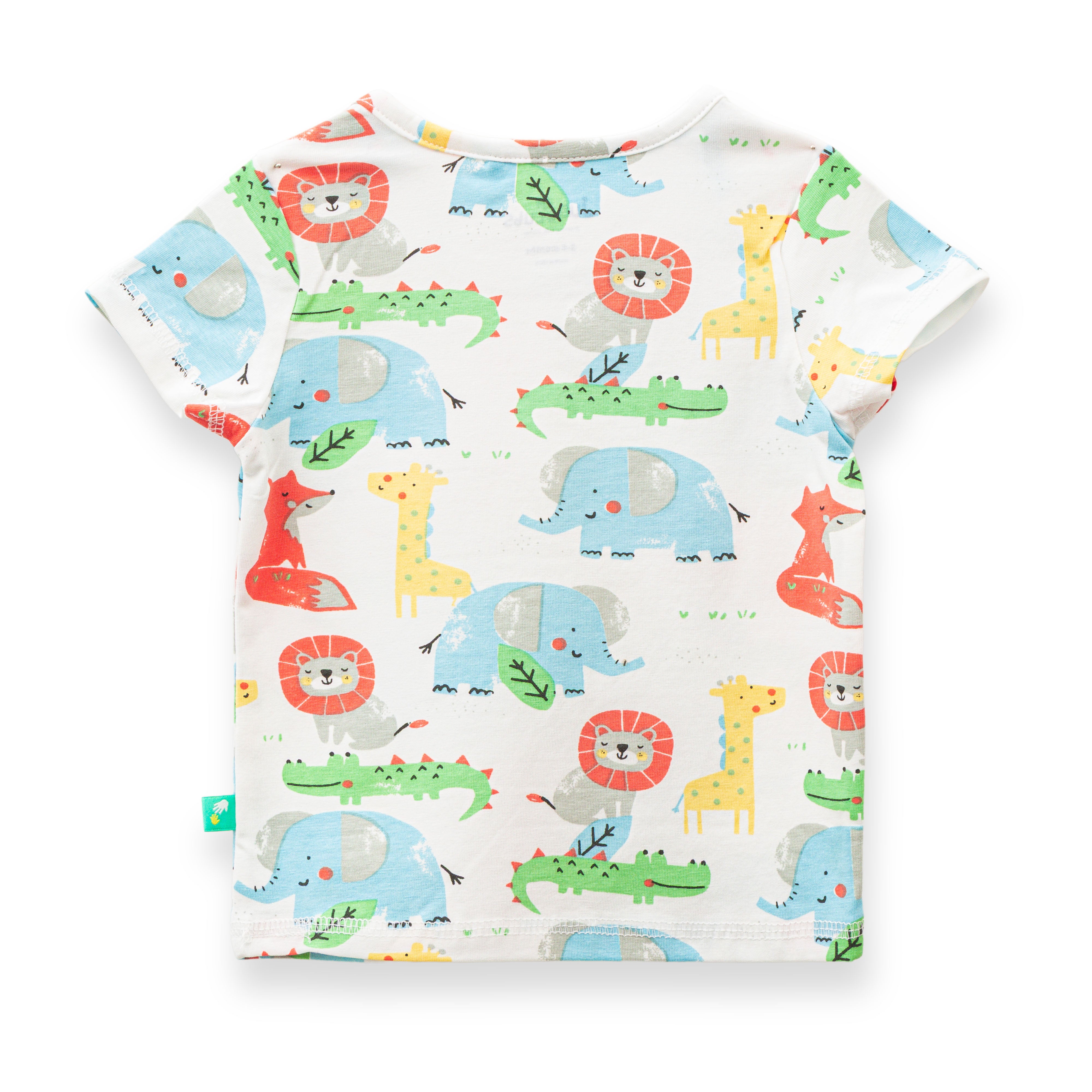 "Baby Boys' Cotton T-Shirt Set – Animal Print & Striped Design – Pack of 2"