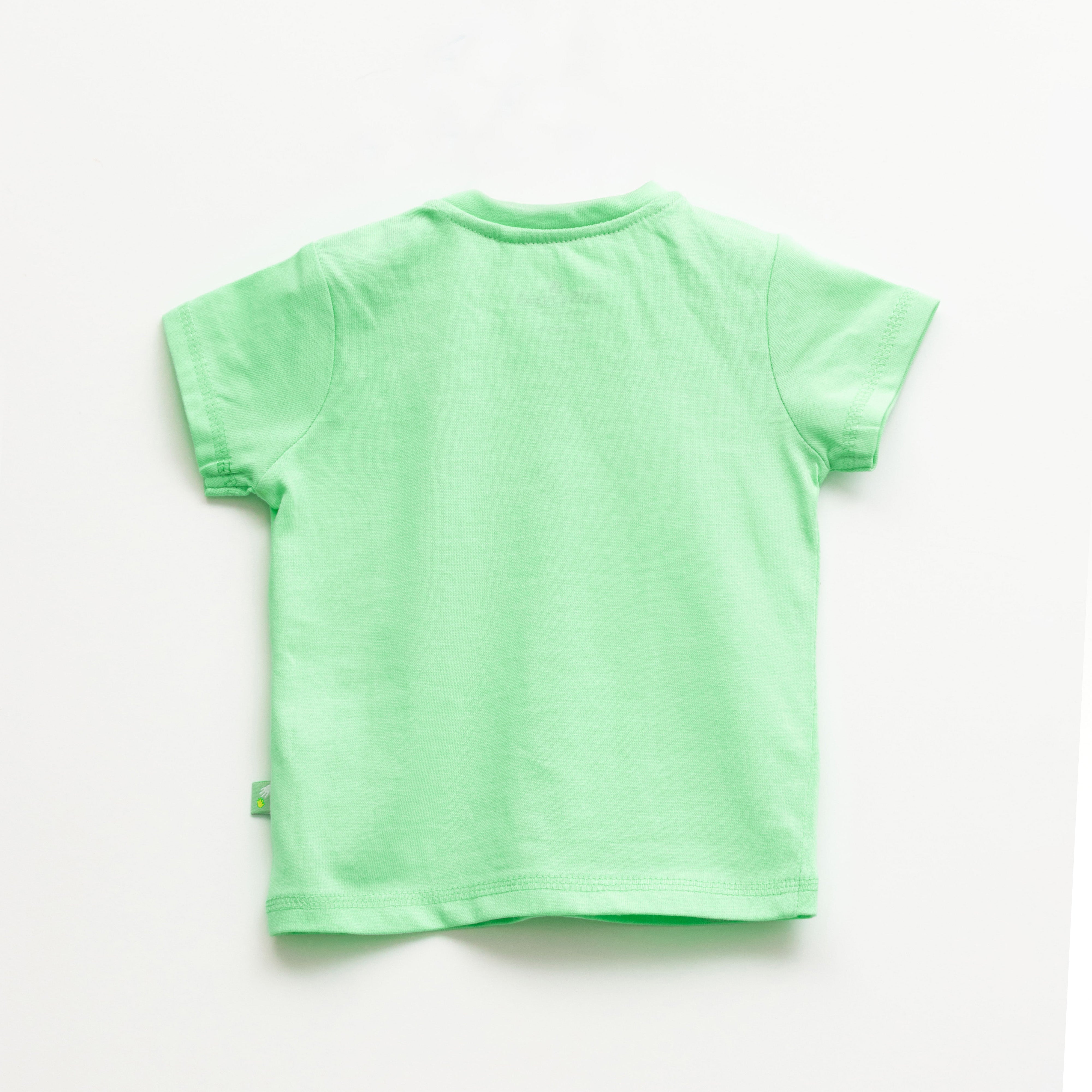 "Baby Boys Green Giraffe Print T-Shirt & Striped Shorts Set – 100% Cotton"