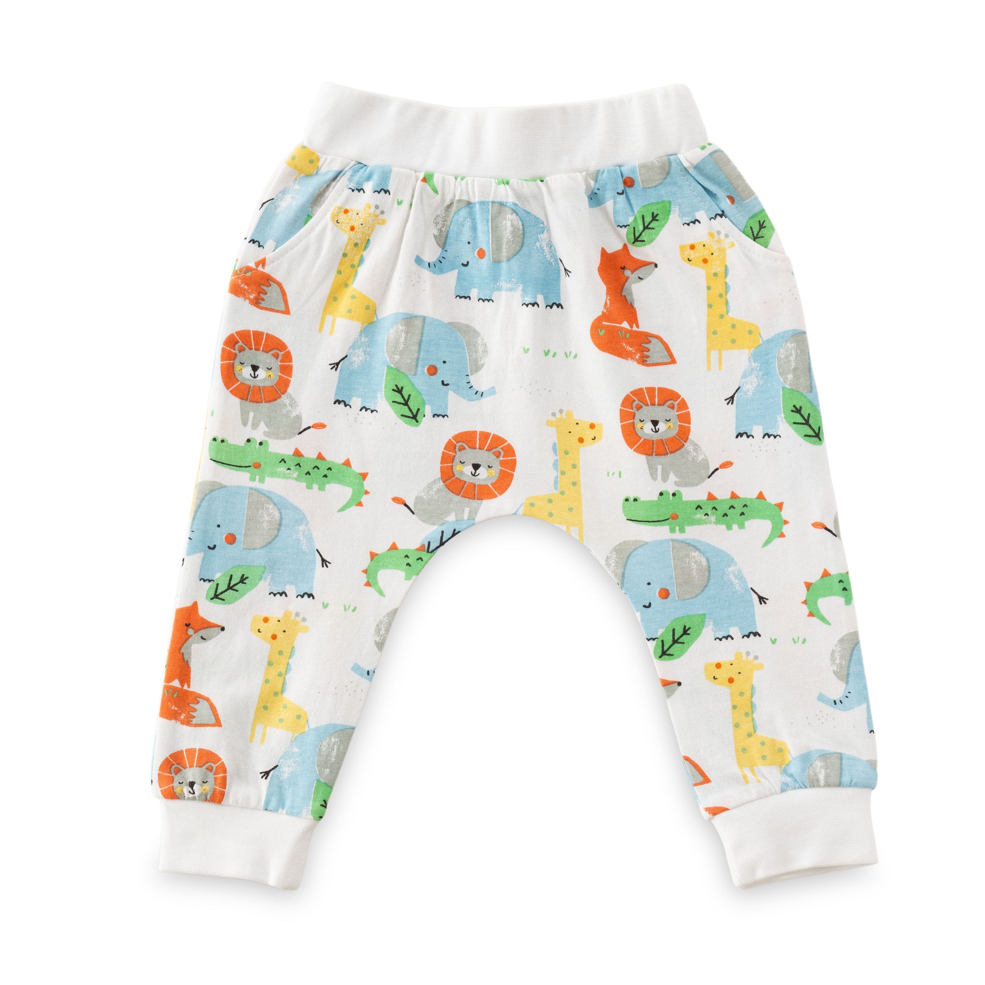 "Baby Boys' Yellow Elephant Print T-Shirt & Jungle Animal Print Jogger Set – 100% Cotton"