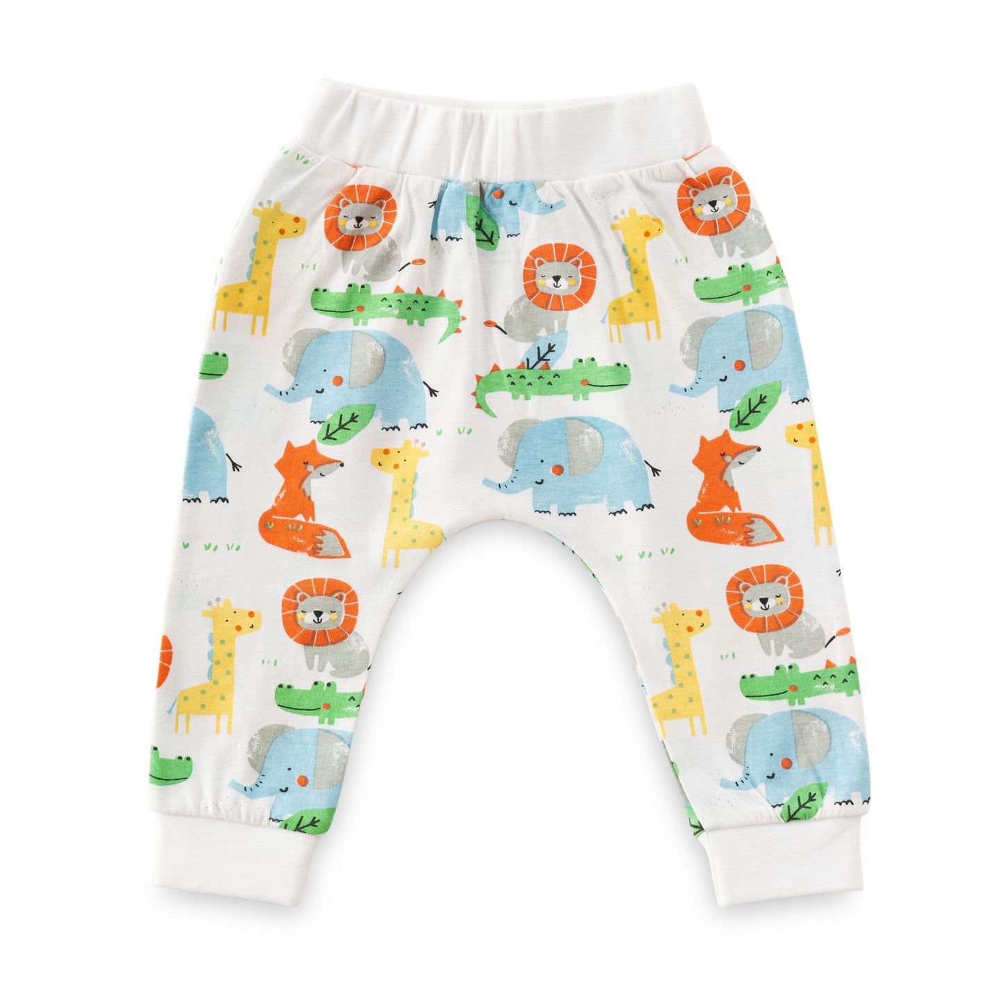 "Baby Boys' Yellow Elephant Print T-Shirt & Jungle Animal Print Jogger Set – 100% Cotton"
