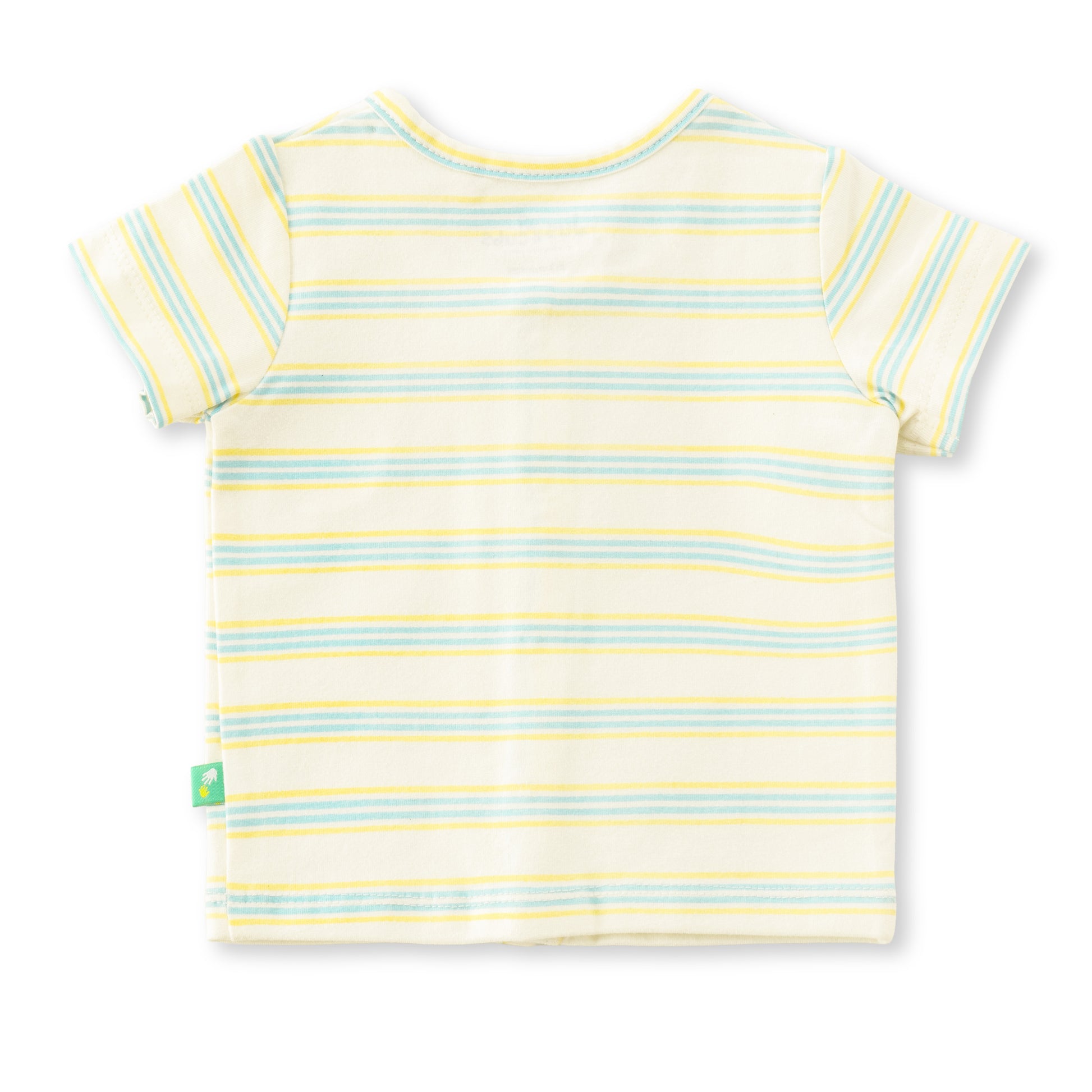 "Baby Boys Jhabla Combo – Pack of 2 | Cream-Yellow Striped & White Multi-Color Animal Print | Soft Cotton Front-Open Tees