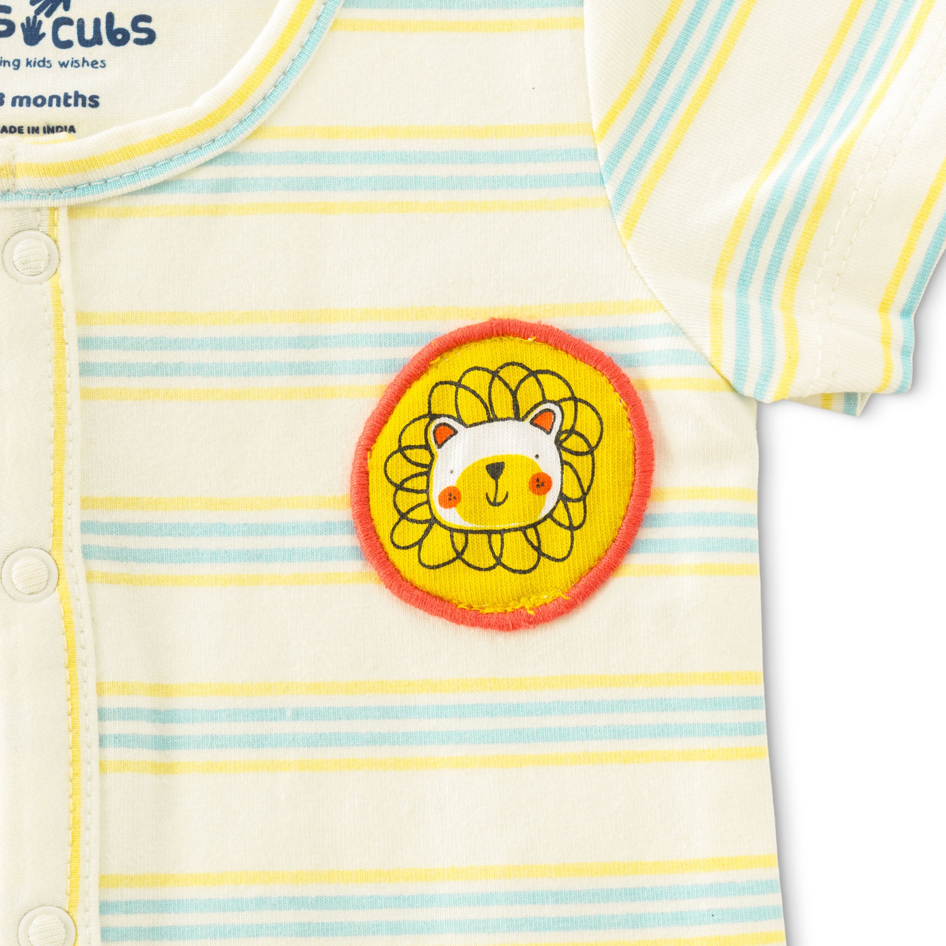 "Baby Boys Jhabla Combo – Pack of 2 | Cream-Yellow Striped & White Multi-Color Animal Print | Soft Cotton Front-Open Tees