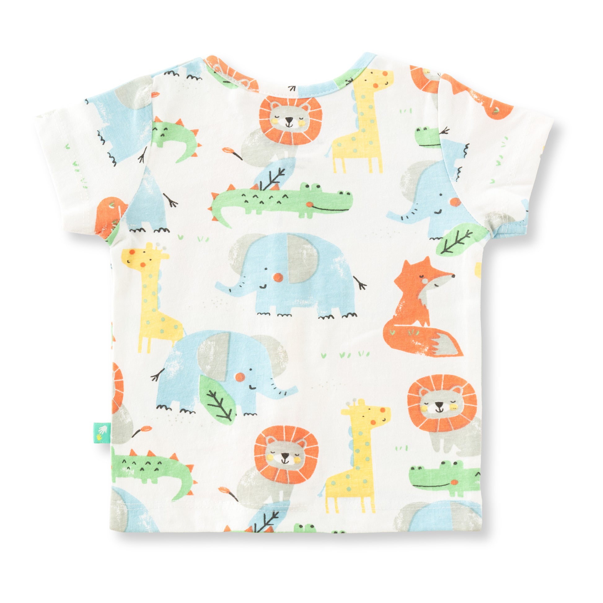 "Baby Boys Jhabla Combo – Pack of 2 | Cream-Yellow Striped & White Multi-Color Animal Print | Soft Cotton Front-Open Tees